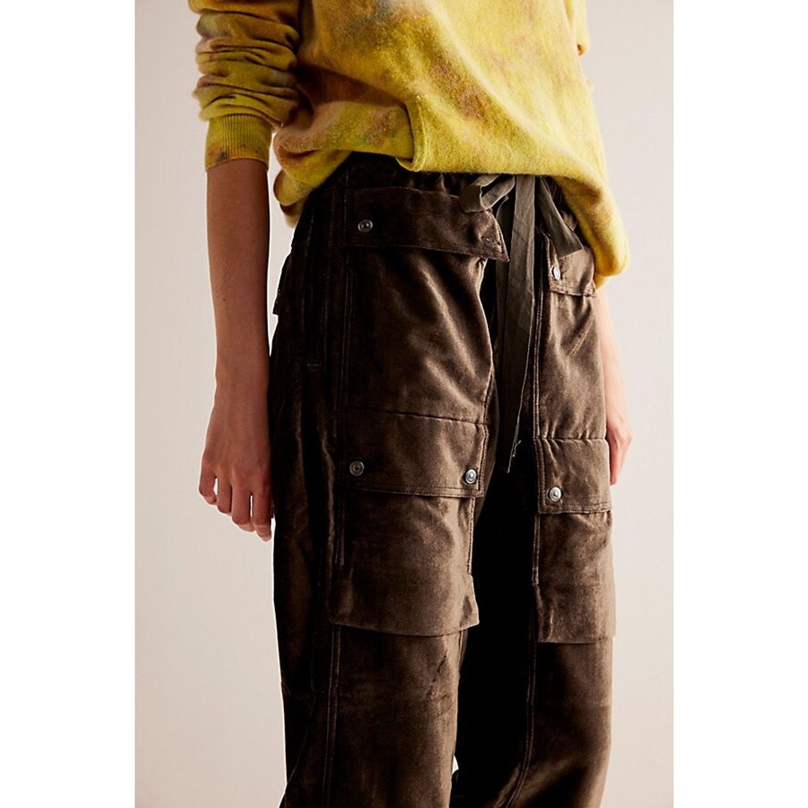 Free People New FREE PEOPLE Skip A Beat Utility Velvet Pants $198 SMALL Size 28" / US 6 / IT 42 - 2 Thumbnail