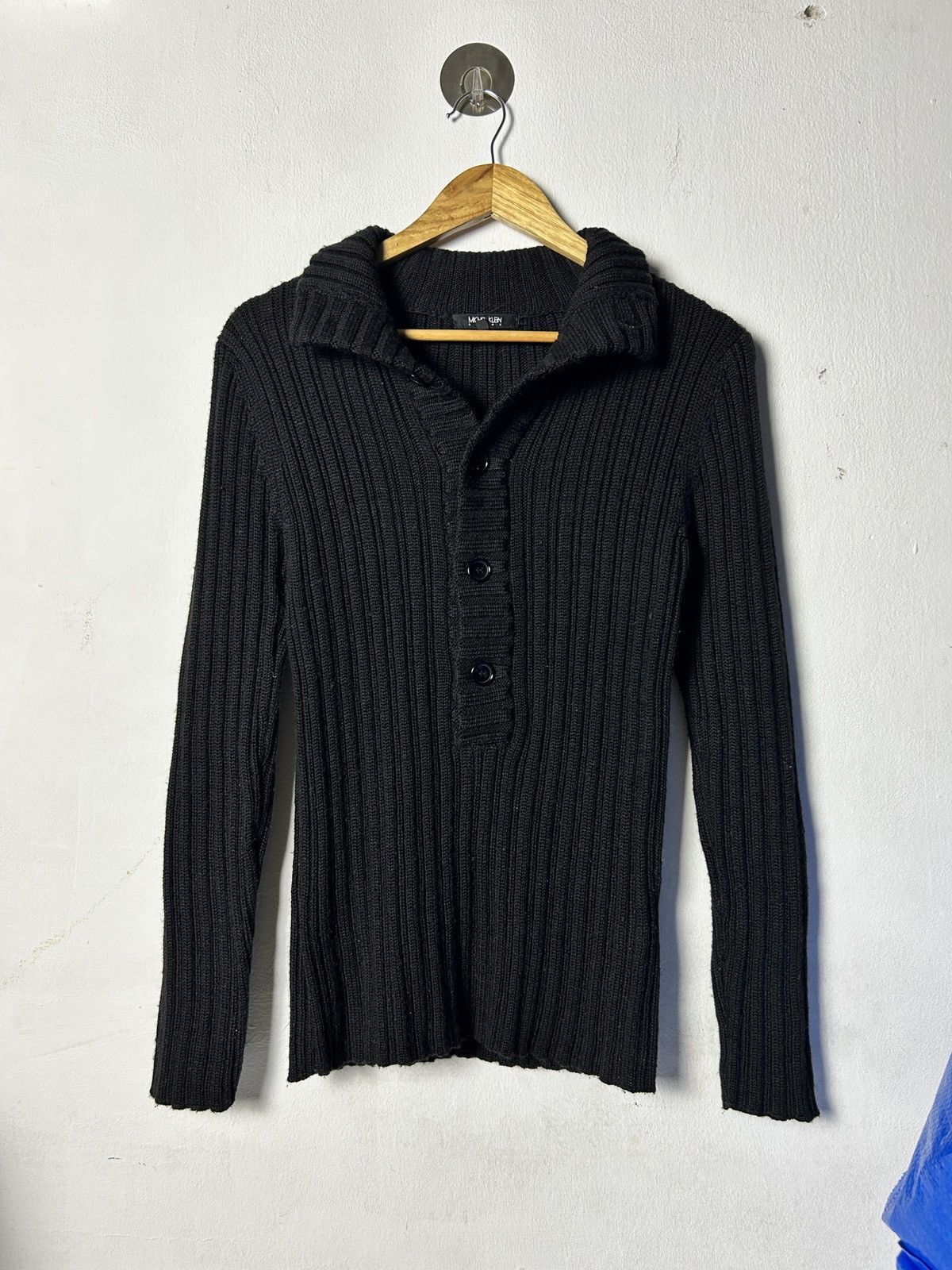 Michel Klein Michel klein homme black half button knitwear goth stye Size XS / US 0-2 / IT 36-38 - 1 Thumbnail