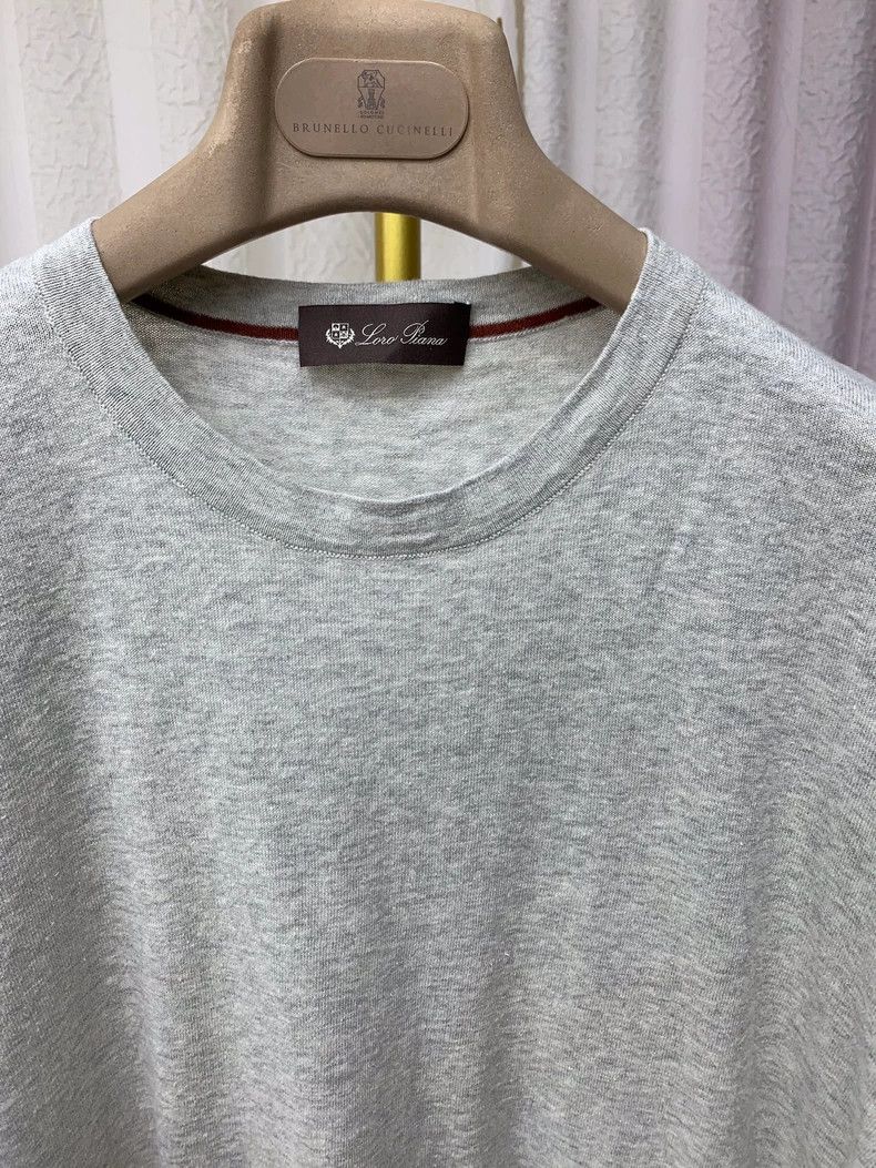Loro Piana LORO PIANA 100% cotton knitted solid round neck T-shirt Size US L / EU 52-54 / 3 - 5 Thumbnail