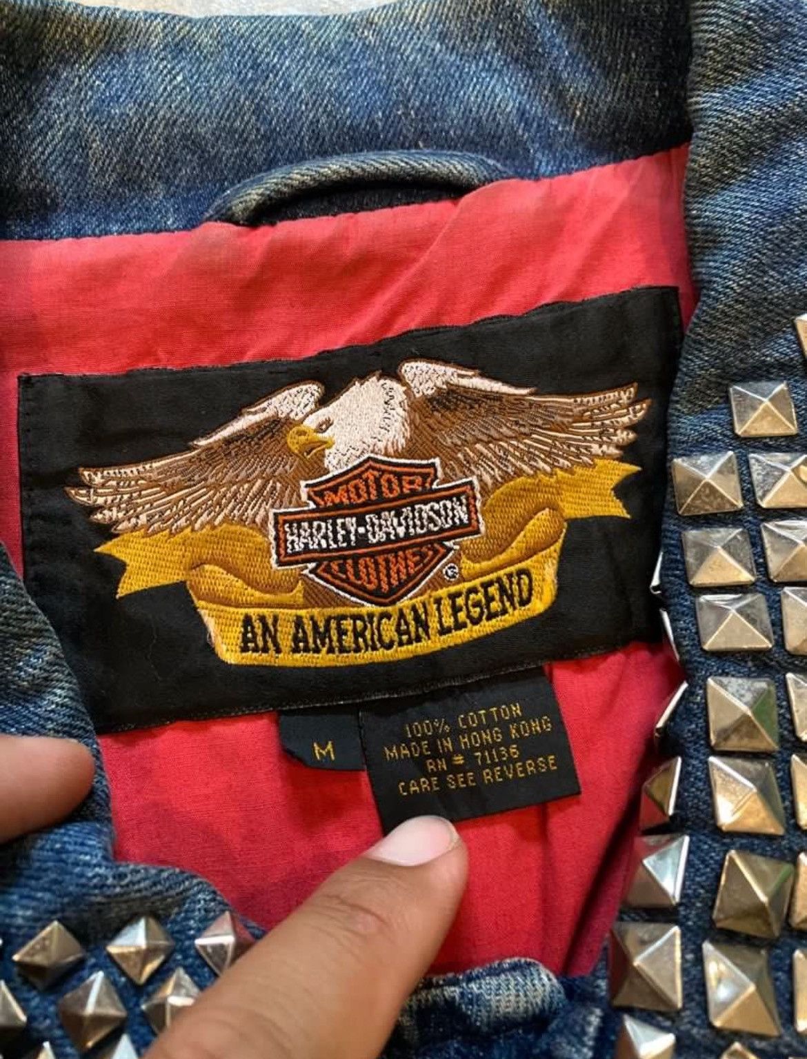 Vintage Harley Davidson Studded Denim Jacket