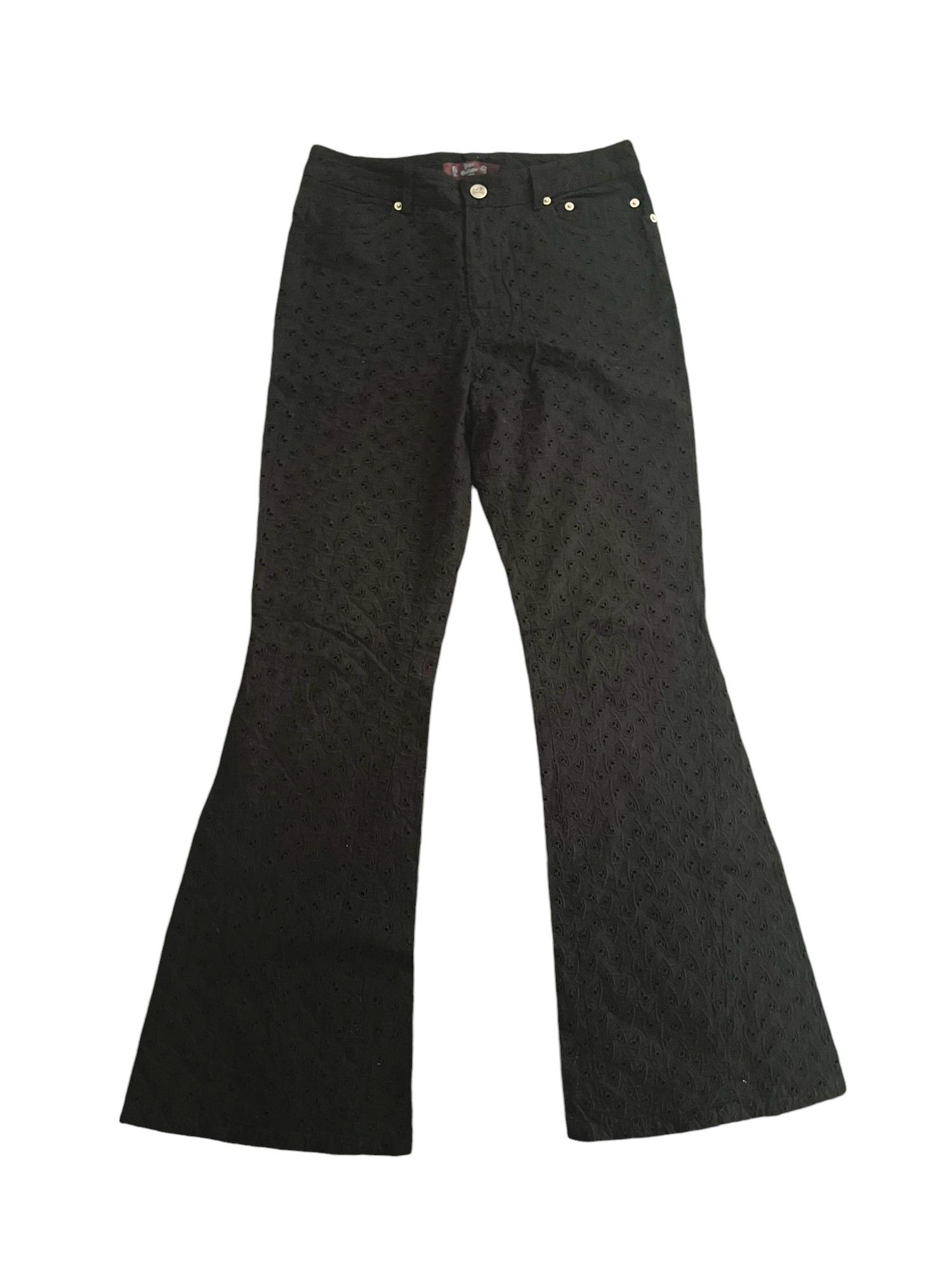 John Galliano 1990s Bootcut Black Embroidered Pants Size 27" / US 4 / IT 40 - 1 Thumbnail