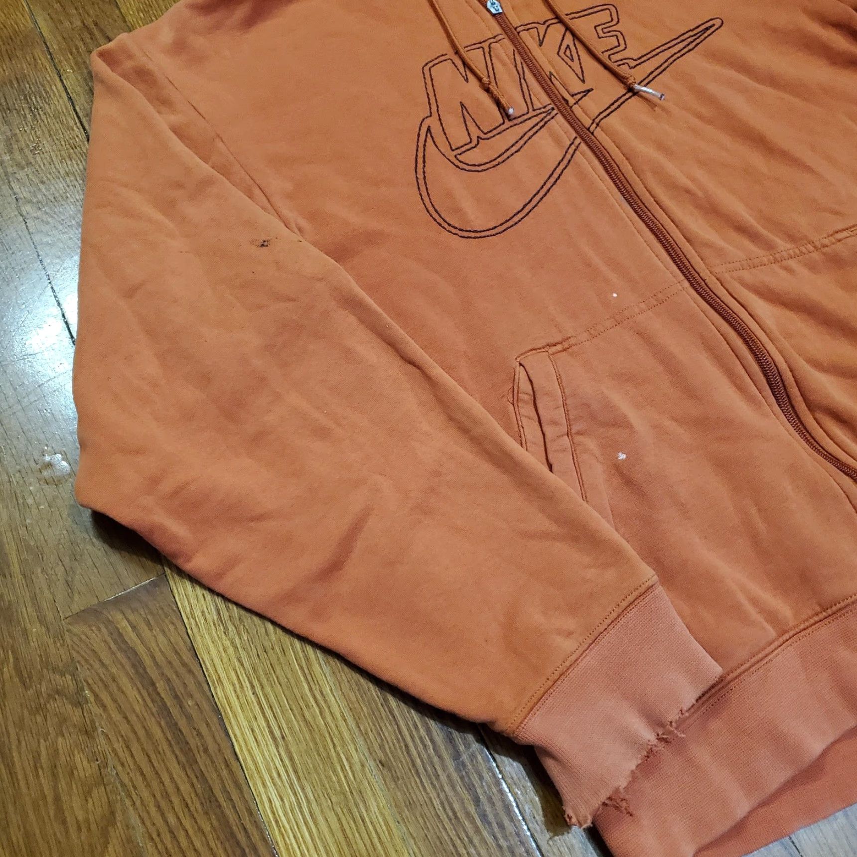 Nike Nike Hoodie Mens Medium Orange Full Zip Fleece Swoosh Logo Graphic Sweatshirt Size US M / EU 48-50 / 2 - 2 Thumbnail