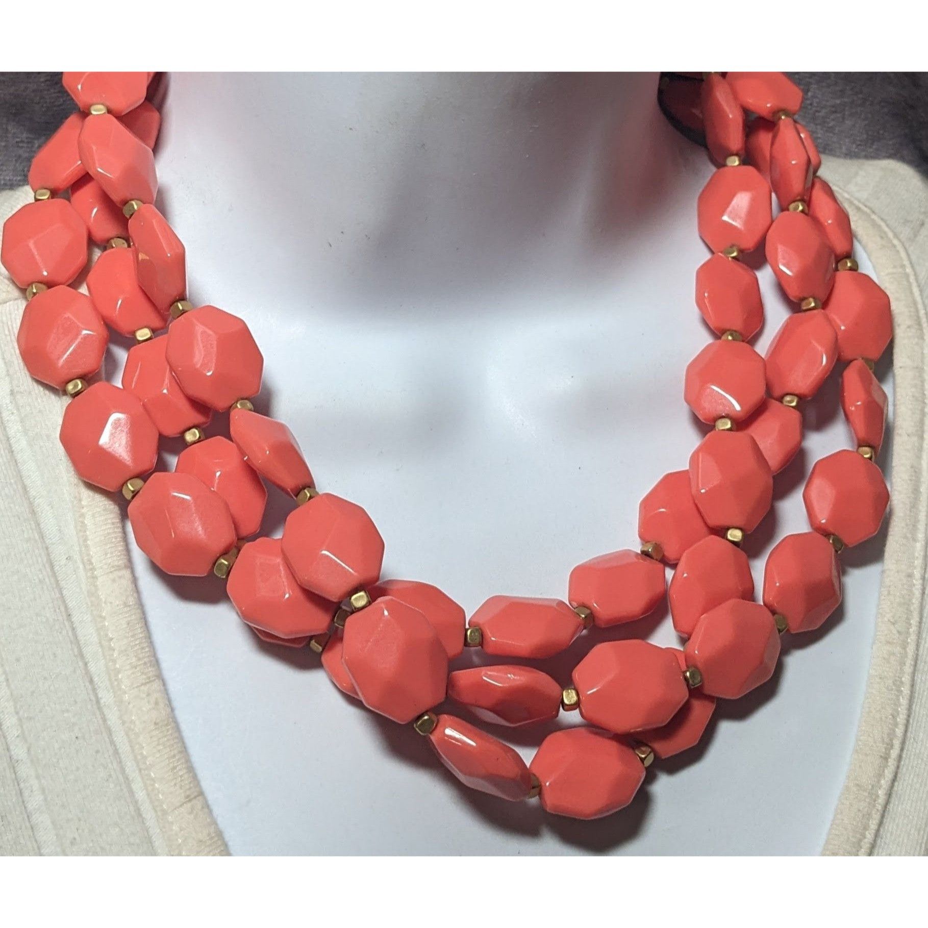 Other Premier Designs Chunky Beaded Coral And Gold Tone Multilayer Size ONE SIZE - 4 Thumbnail