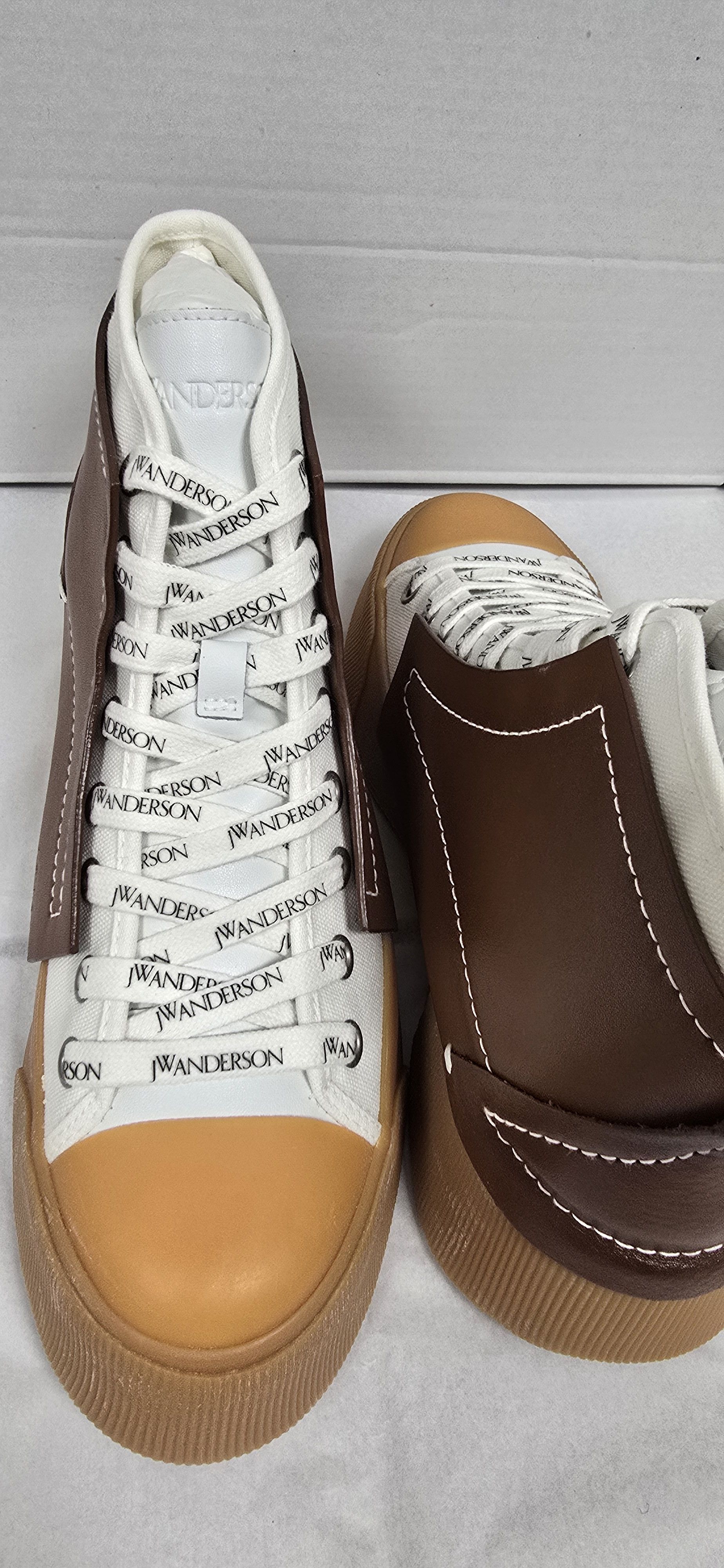 JW Anderson High Top Platform Sneakers White Brown RRP $450 Size US 9 / IT 39 - 1 Thumbnail