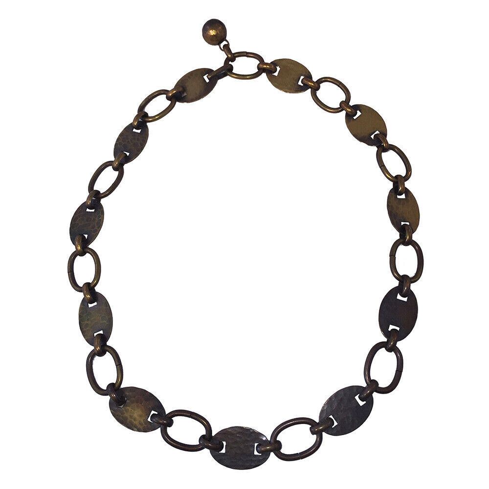 Yves Saint Laurent YSL Long Hammered Brass Mariner Link Necklace Size ONE SIZE - 4 Thumbnail
