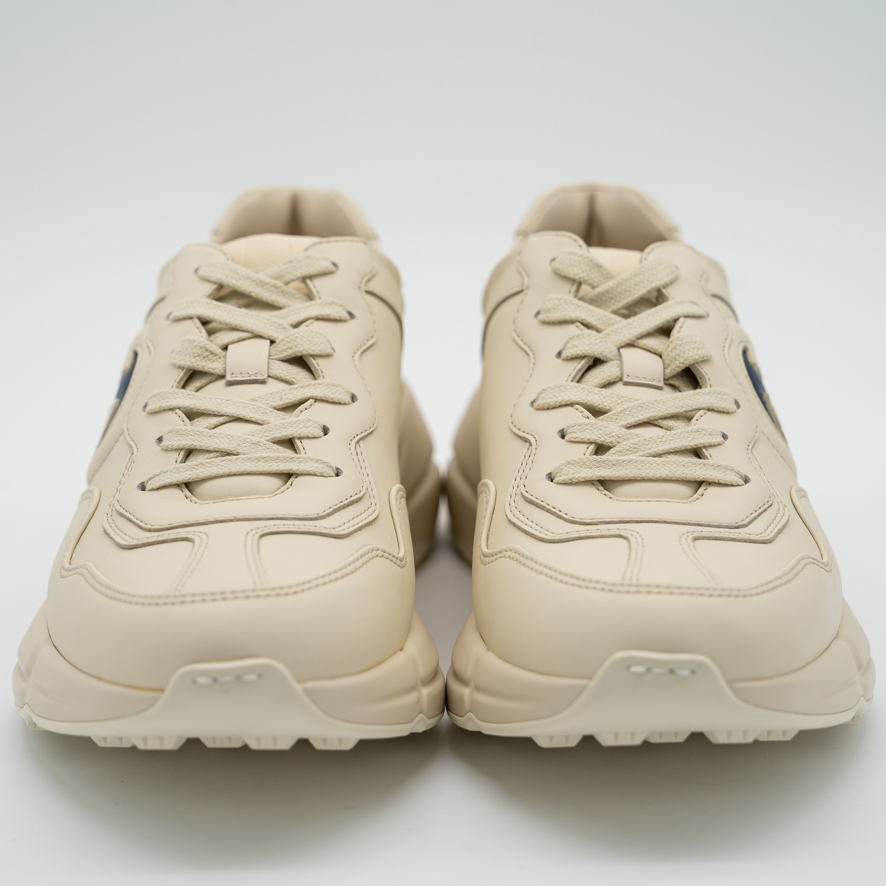 Gucci Gucci Rhyton Ivory Blue GG Cut Out Logo Leather Sneakers Size US 7.5 / EU 40-41 - 2 Thumbnail
