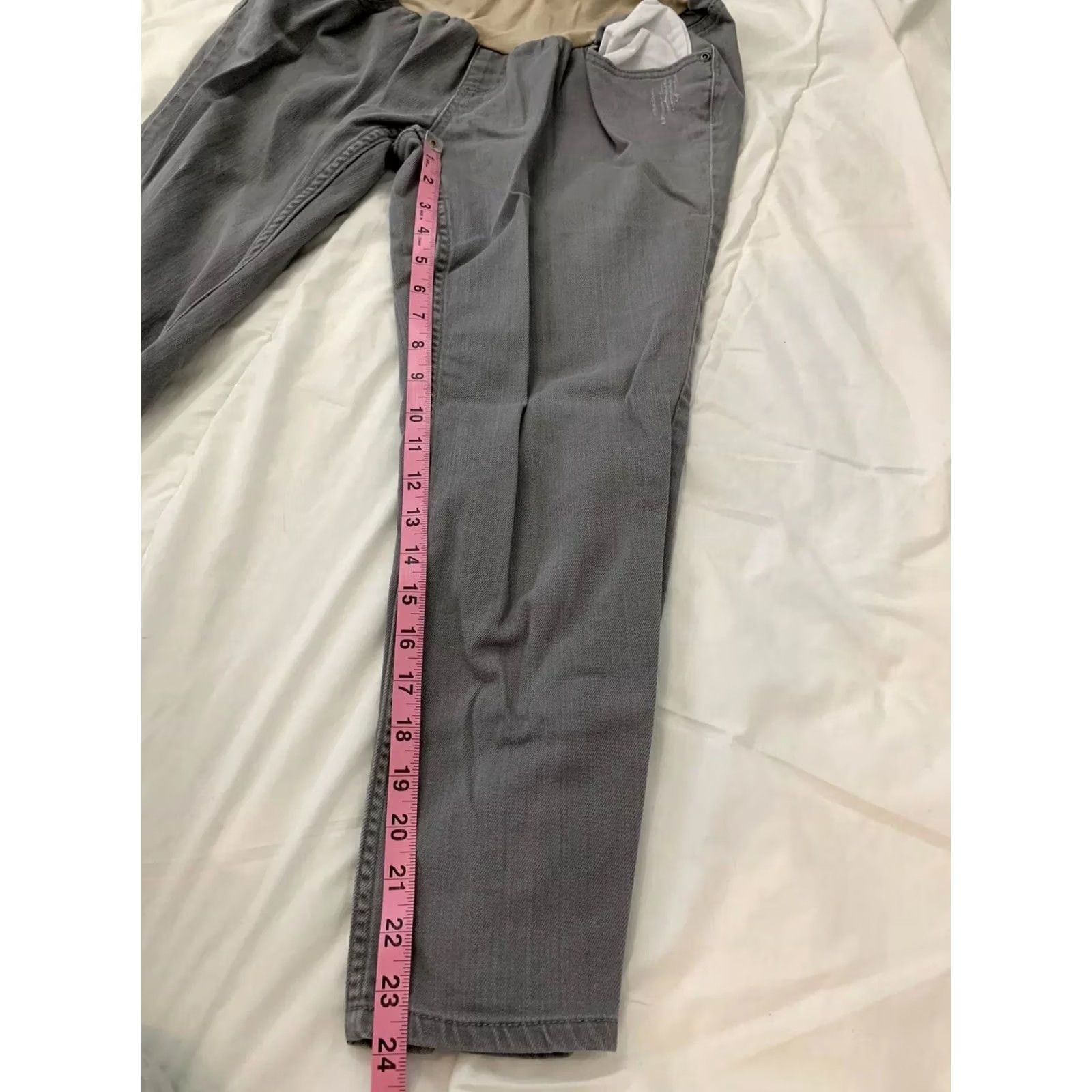Vintage MOTHERHOOD MATERNITY Cropped Gray Wash Jeans Women's L Gray Wash Jeans Cropped Womens Jeans Tight Capri Style Mens? Size 36" / US 14 / IT 50 - 4 Thumbnail