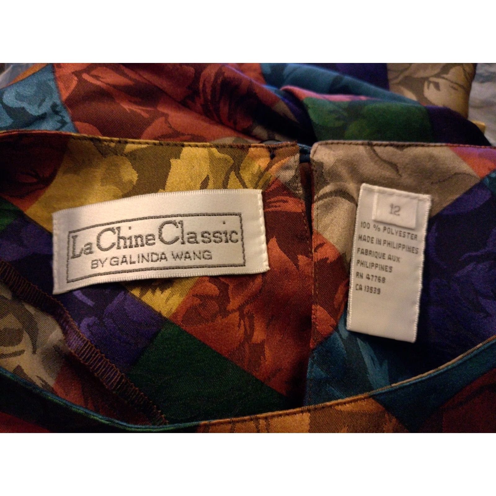 Vintage La Chine Classic Blouse Size 12 Satin Polyester Patch Look Rose Long Slv Vintage Office Career Wear Size XL / US 12-14 / IT 48-50 - 6 Thumbnail