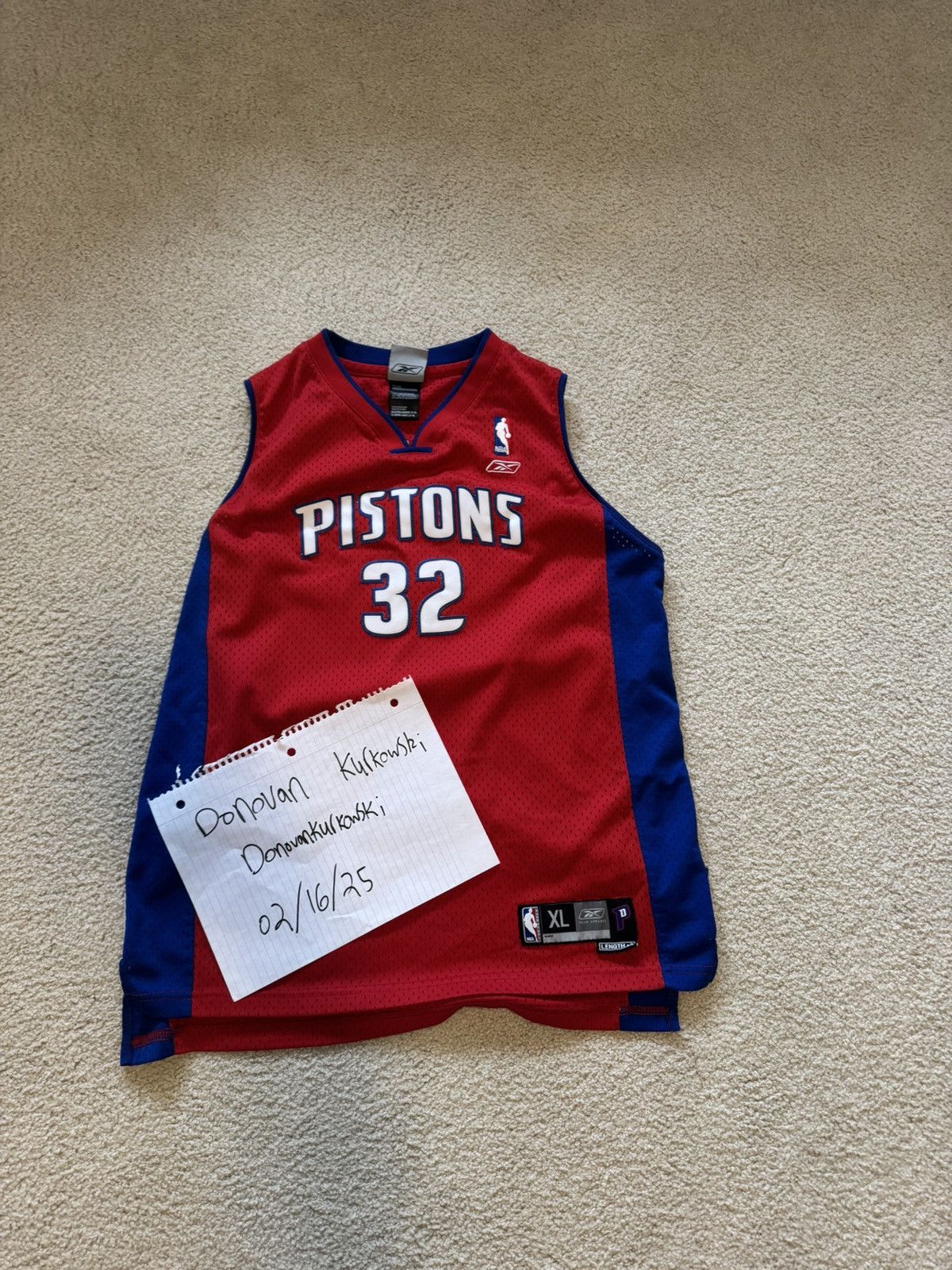 NBA × Reebok Rip Hamilton Pistons Jersey Size US XL / EU 56 / 4 - 1 Thumbnail