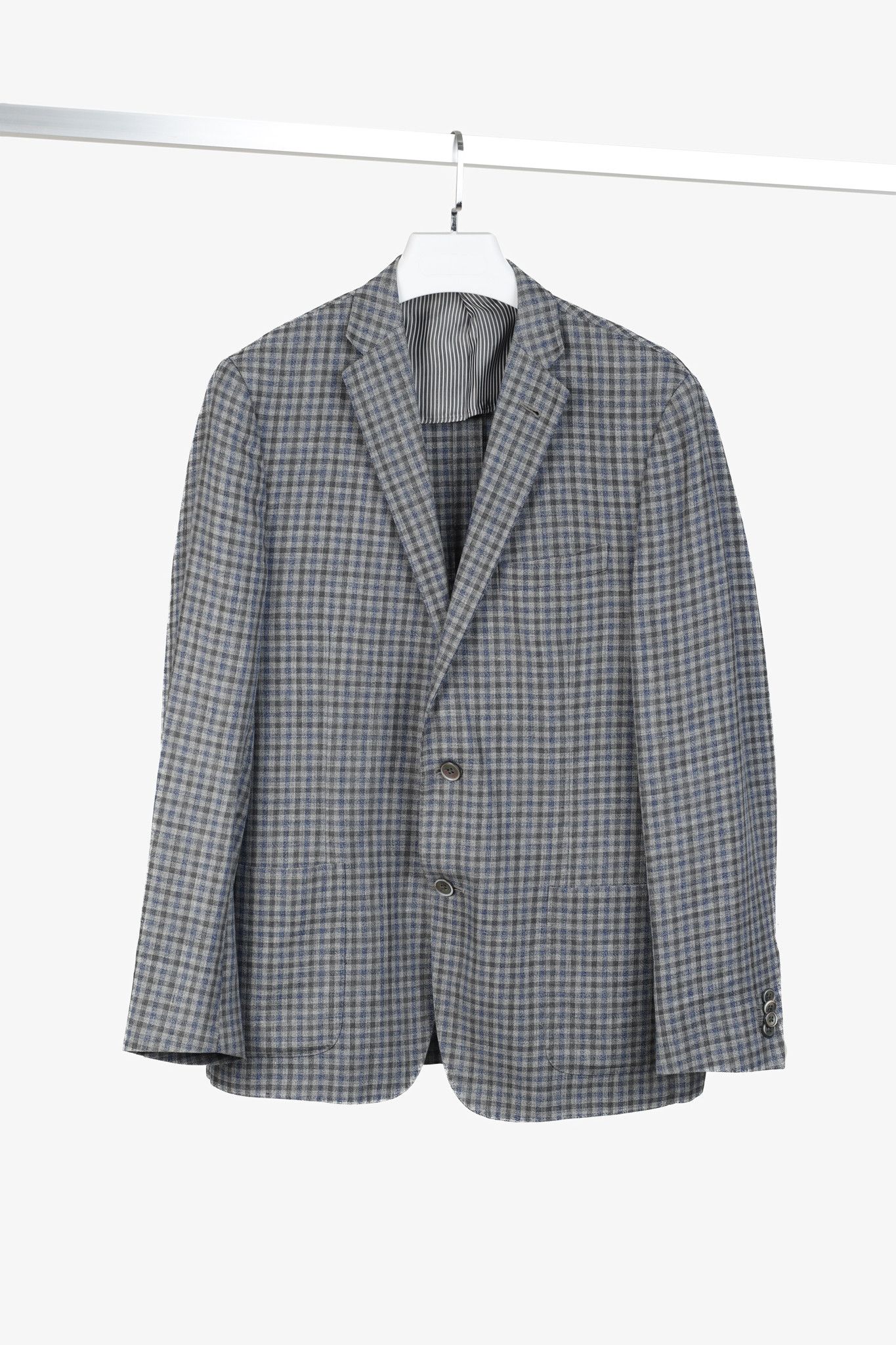 Corneliani Corneliani Grey & Blue Plaid Two-Button Blazer Size 50R - 1 Thumbnail