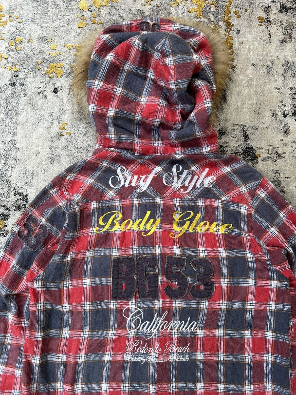 20471120 2000s SURF STYLE BG53 FUR HOODIE TARTAN Y2K LGB STYLE Size US L / EU 52-54 / 3 - 8 Thumbnail
