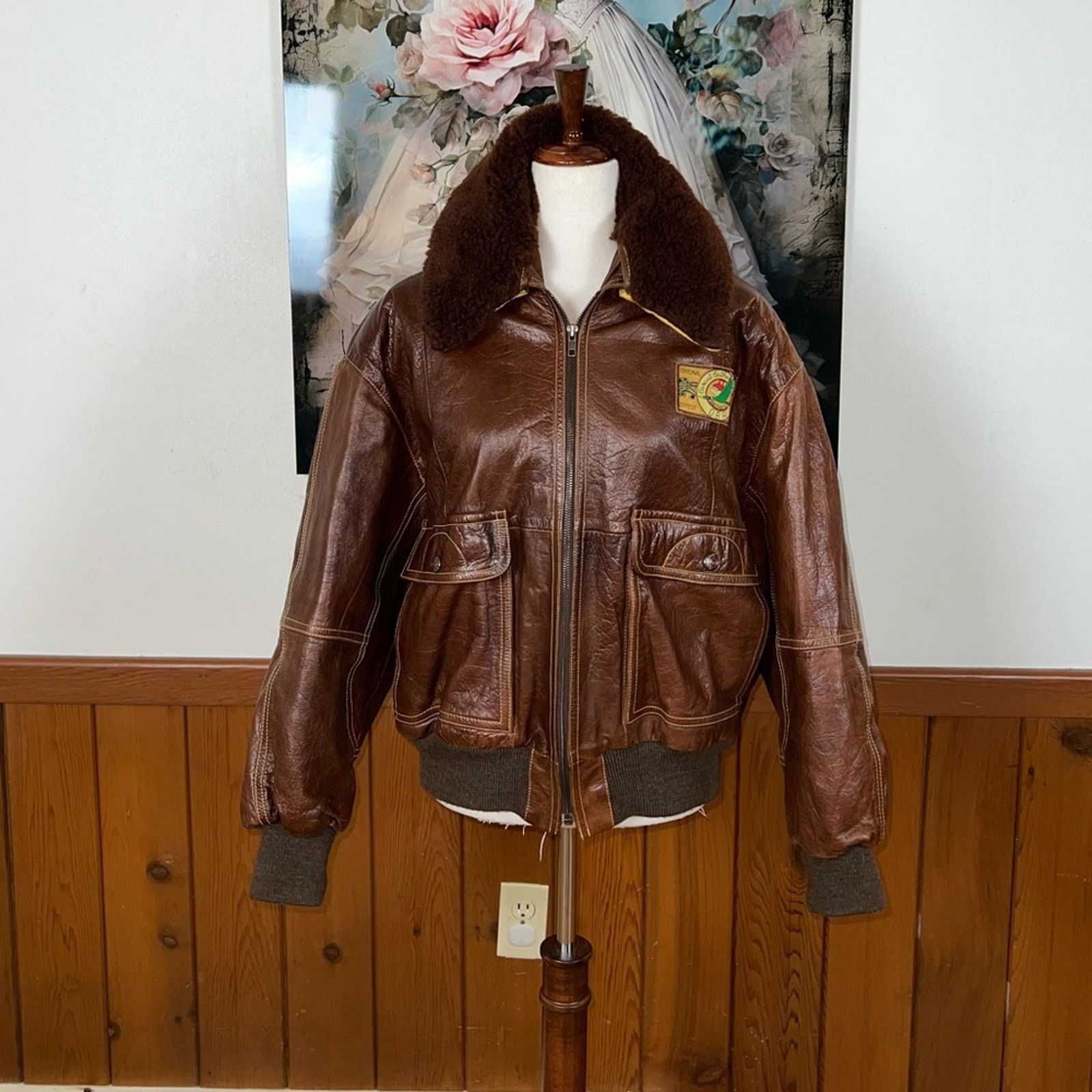 Vintage Fabulous Vintage OBR Leather Bomber Jacket! Size US M / EU 48-50 / 2 - 2 Thumbnail