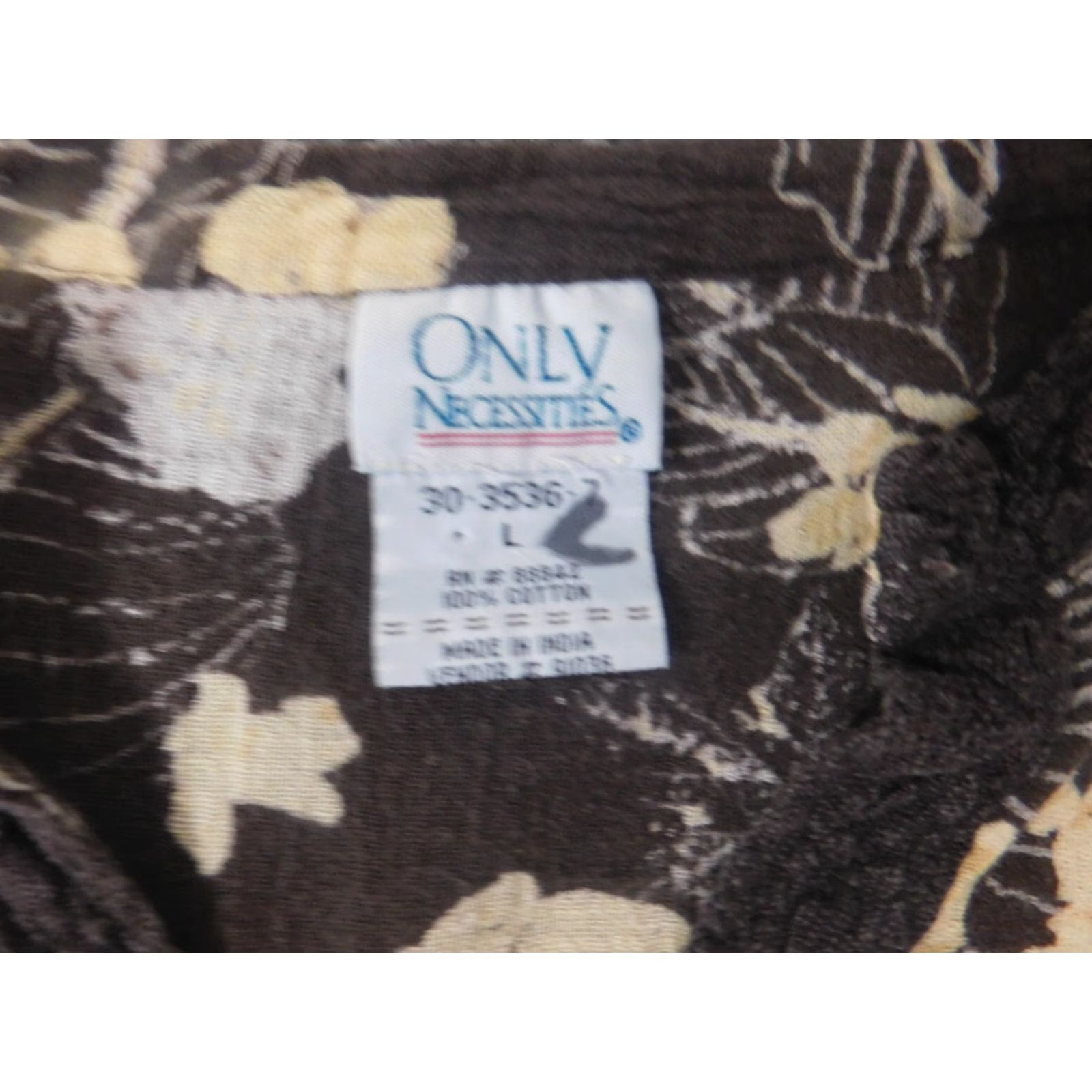 Vintage Only Necessities Womens Blouse L Brown Floral Long Sleeve Crew Neck Pullover Casual 100% Cotton Button Regular Fit Vintage No Size L / US 10 / IT 46 - 5 Thumbnail