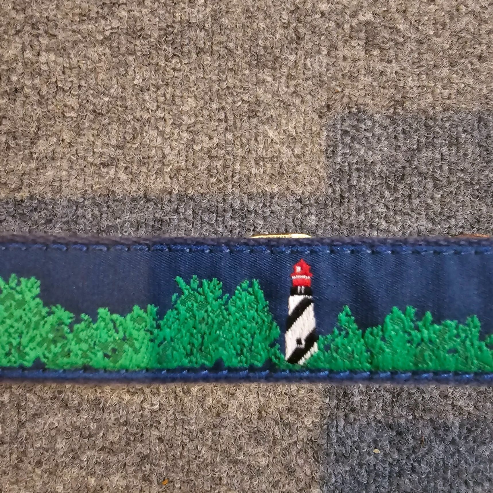 Vintage VINTAGE Leather Man Belt Mens 30 Belt Leather Brass Buckle Beach Lighthouse Made In USA Golf Dress Mens Size 30 - 5 Thumbnail