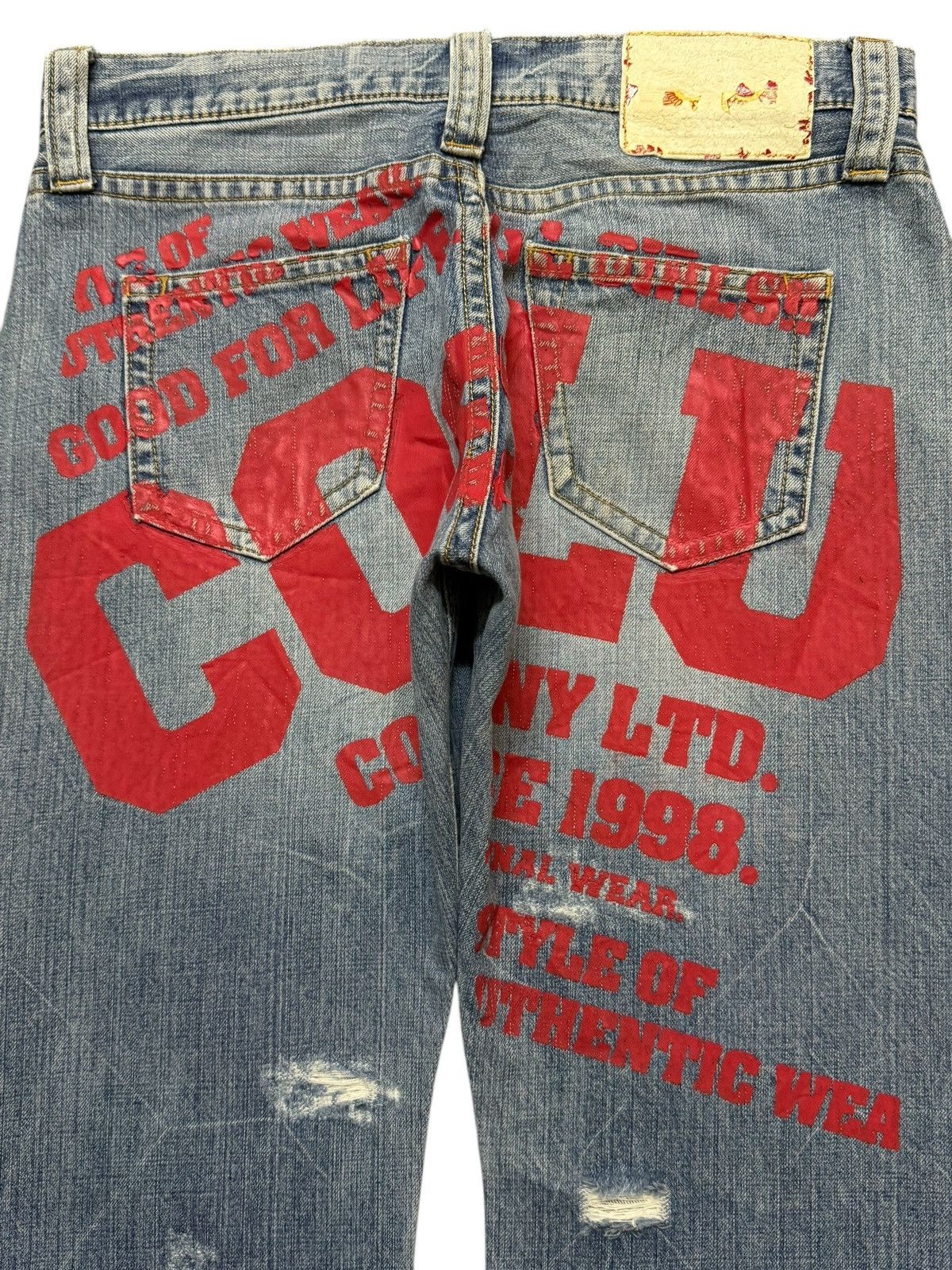 14th Addiction Vintage Japanese Brand Blue Thunder Wash Distressed Wide Leg Size US 34 / EU 50 - 4 Thumbnail