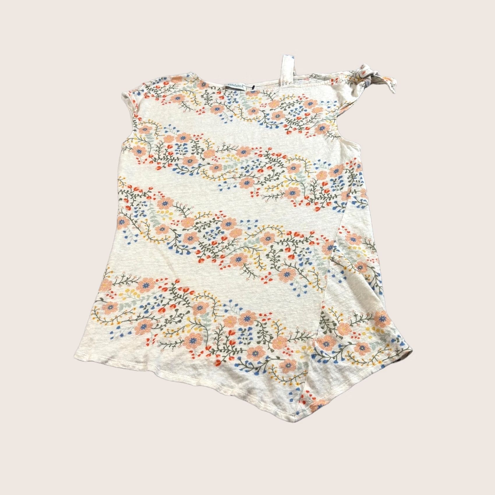 Vintage Sundance Shirt Womens Medium Ivory Floral Asymmetrical Hem Boho Tank Size M / US 6-8 / IT 42-44 - 1 Thumbnail