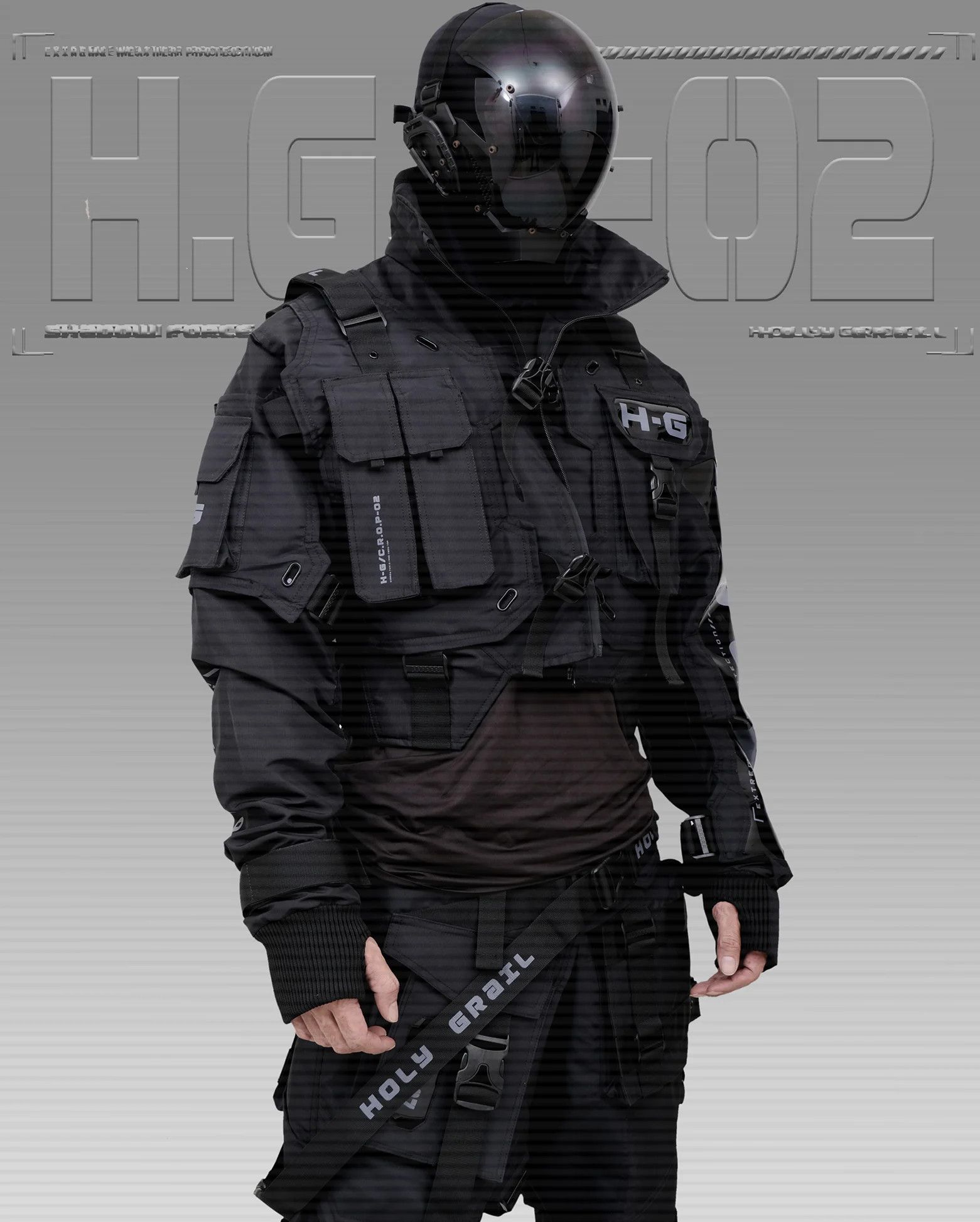 Hi Tec H-G JACKET CROP "SHADOW FORCE" TECHWEAR CYBERPUNK HOLYGRAIL Size US L / EU 52-54 / 3 - 2 Thumbnail