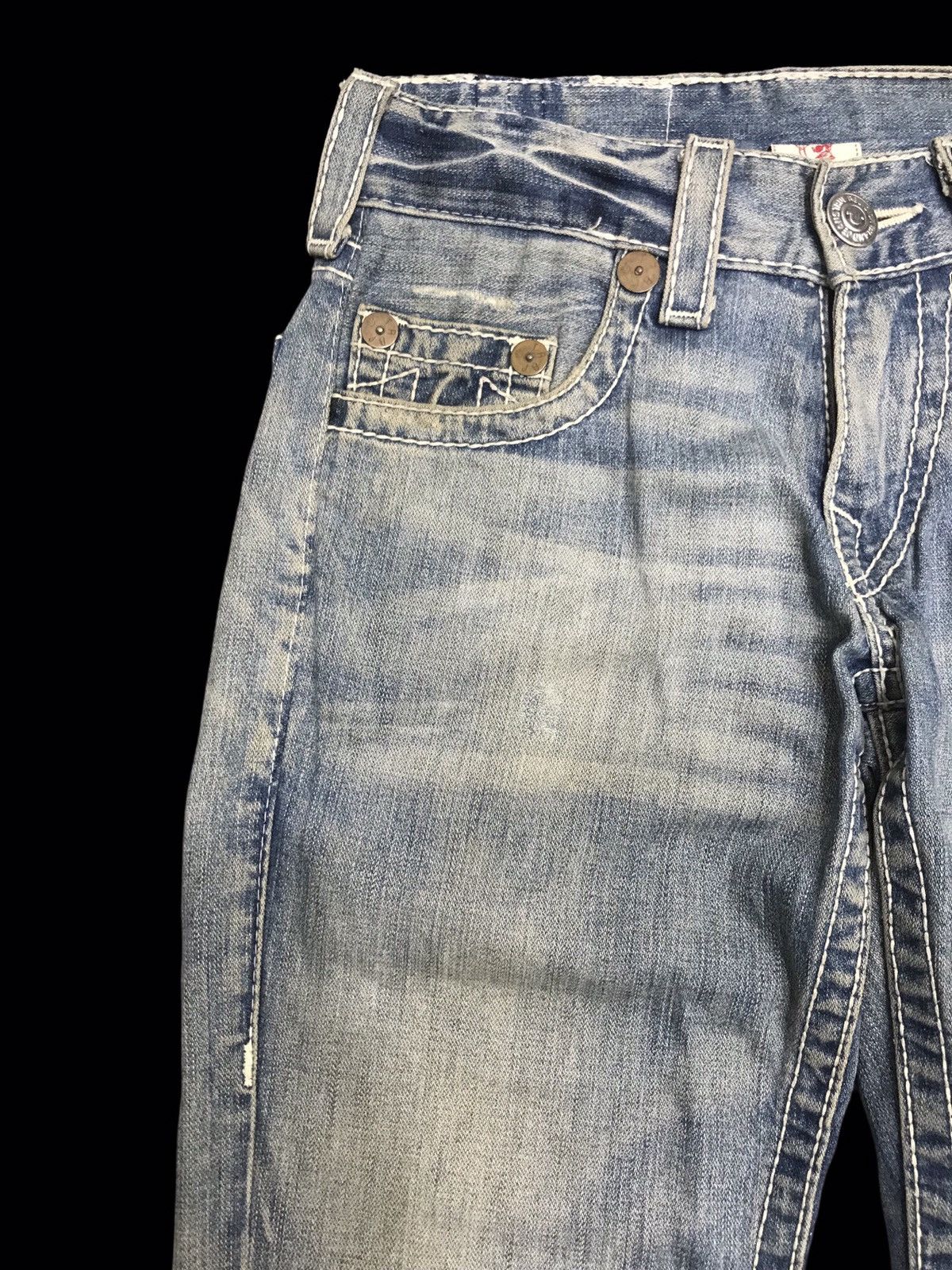 True Religion 💥THRASHED💥TRUE RELIGION LOW RISE DISTRESSED DENIM F377 Size US 29 - 5 Thumbnail