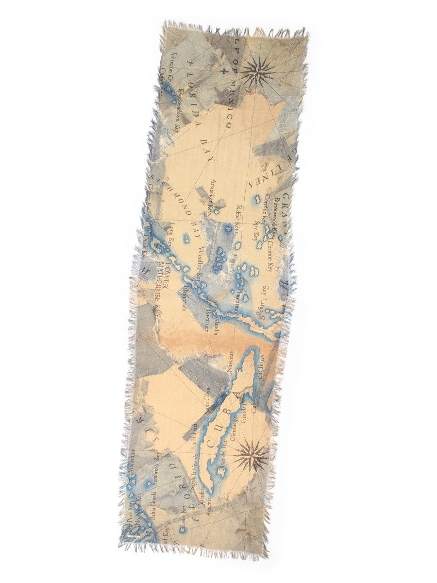 Kapital Kapital Rayon Fringe Scarf KAYO HUESO denim map Size ONE SIZE - 3 Thumbnail