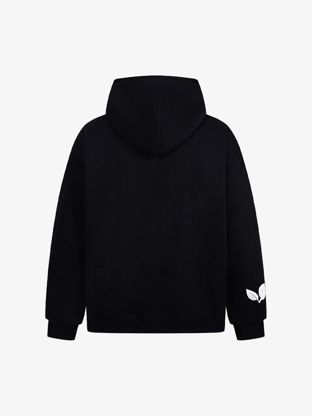 Japanese Brand Black Embroidered Hoodie, Relaxed Fit Hooded Sweatshirt Size US M / EU 48-50 / 2 - 2 Thumbnail