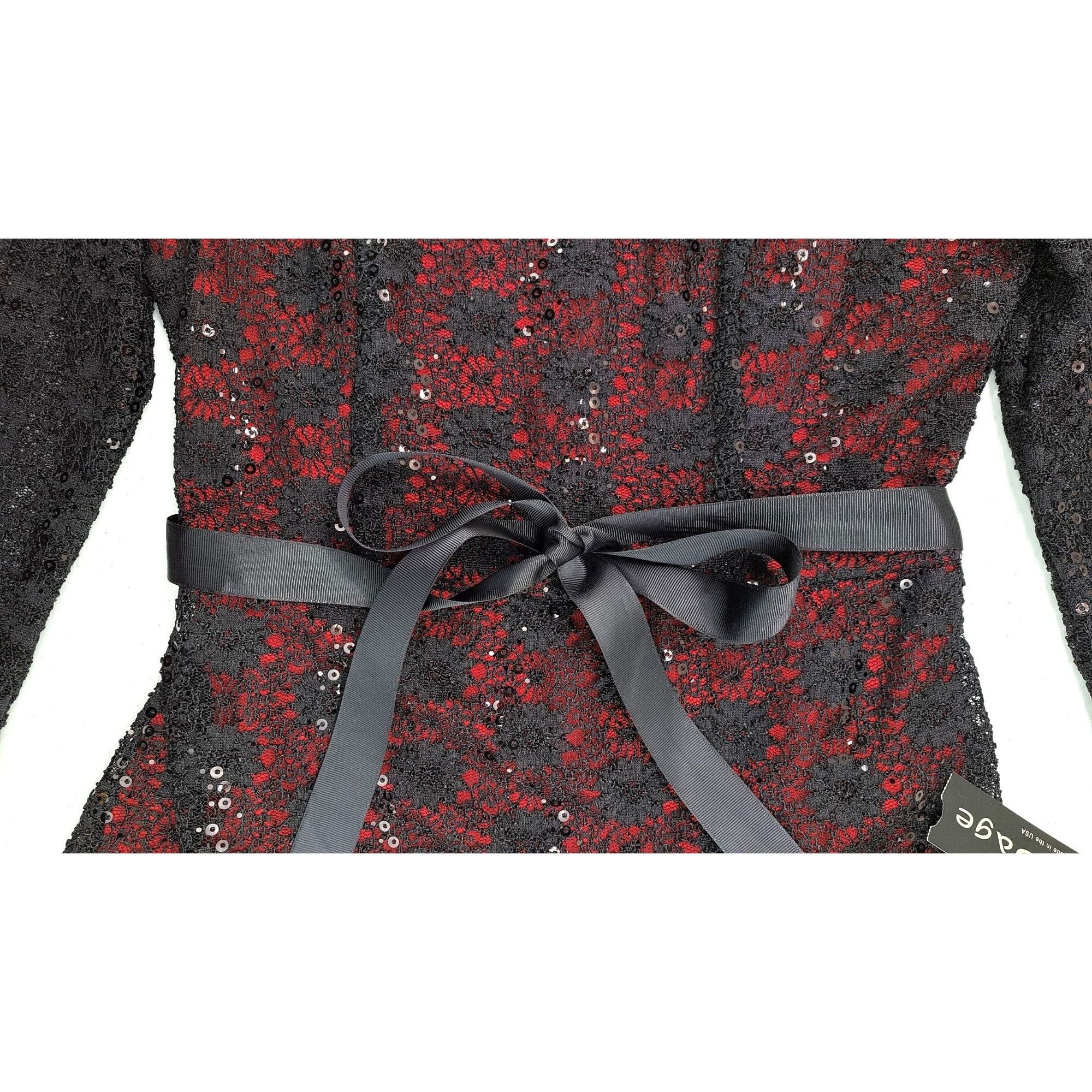 Other Blu Sage Black Red Lace Sparkle Top Women Small Holiday Size S / US 4 / IT 40 - 5 Thumbnail