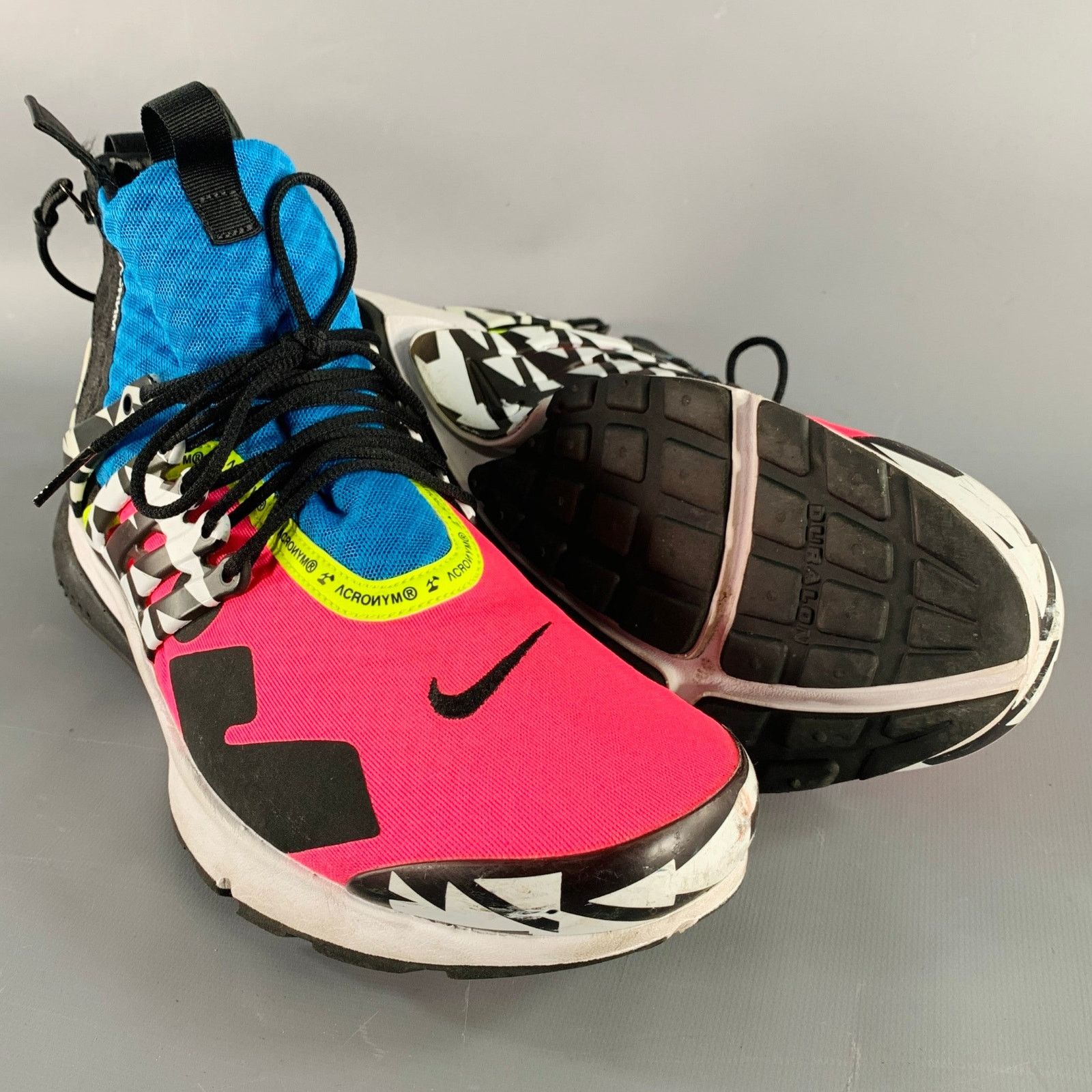 Nike Pink Air Presto Mid Multi Color Block Mesh Zip Up Sneakers Size US 12 / EU 45 - 5 Thumbnail