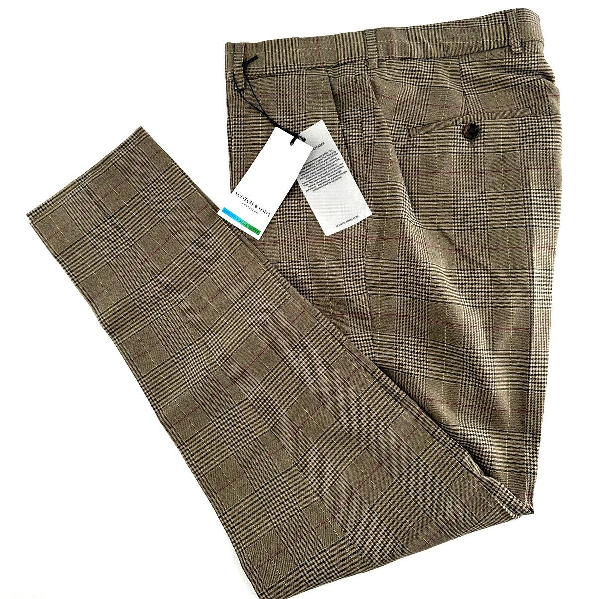 Scotch & Soda Scotch & Soda Taupe Check Slim Tapered Fit Chino Pants 30/32 Size US 30 / EU 46 - 7 Thumbnail