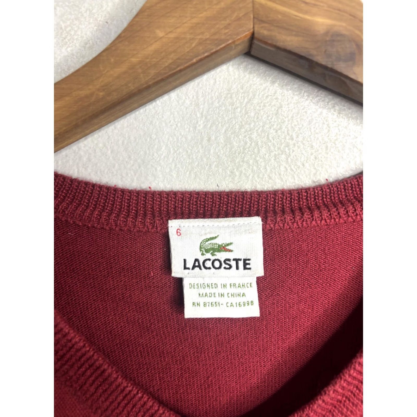 Lacoste Lacoste Red Argyle Sweater Mens XL Regular Knit Croc Logo Preppy Size US XL / EU 56 / 4 - 3 Thumbnail