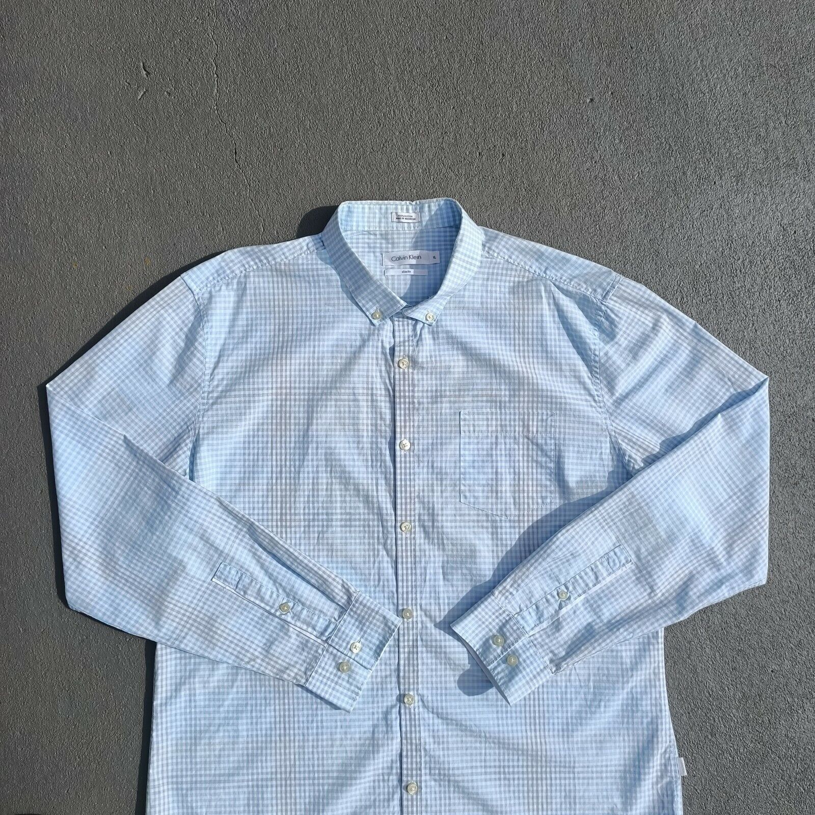 Calvin Klein Calvin Klein Shirt Size XL Mens Blue Check Button Up Size US XL / EU 56 / 4 - 4 Thumbnail