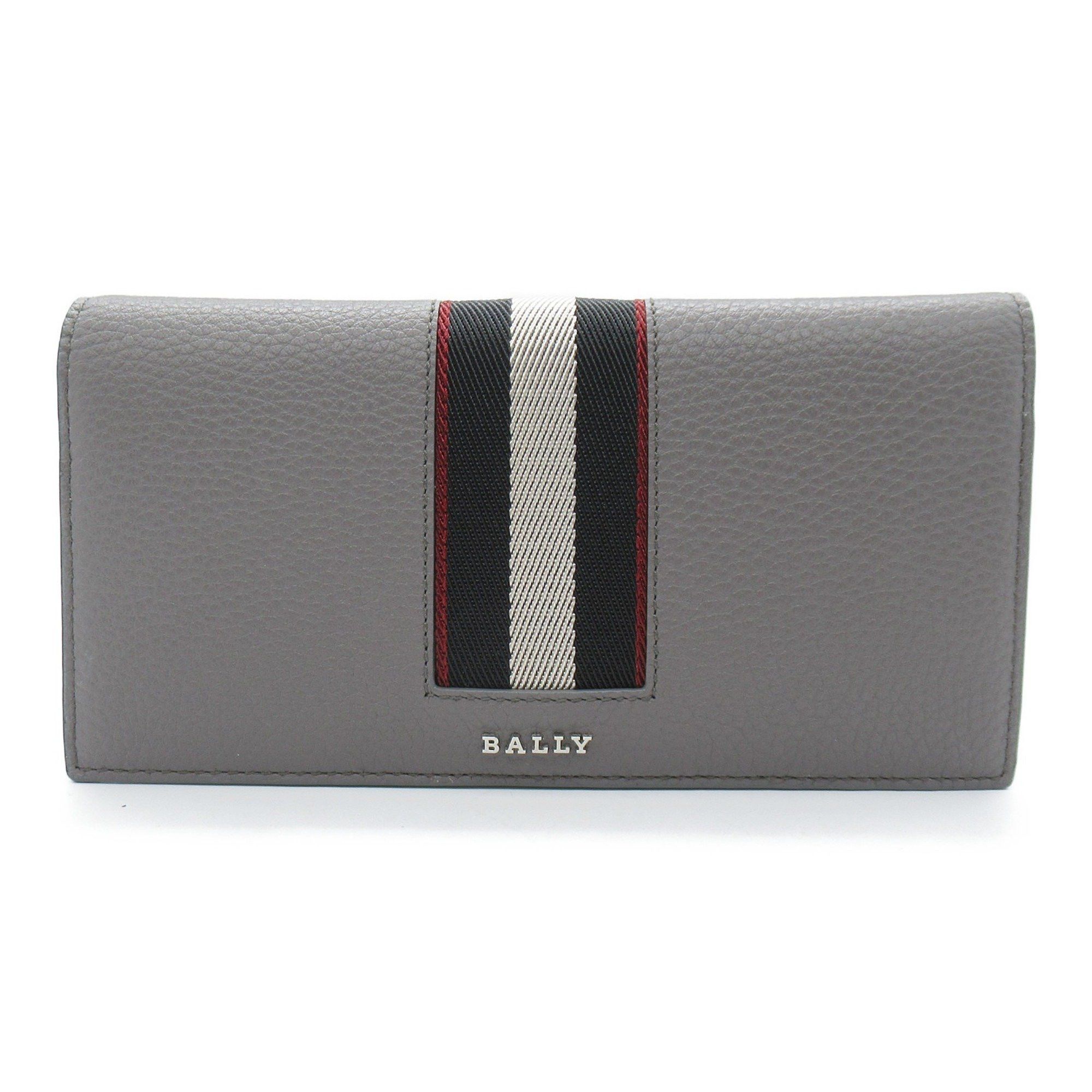 image of Bally Bifold Long Wallet Gray Dark Mineral Leather 6306282 in Grey, Women's