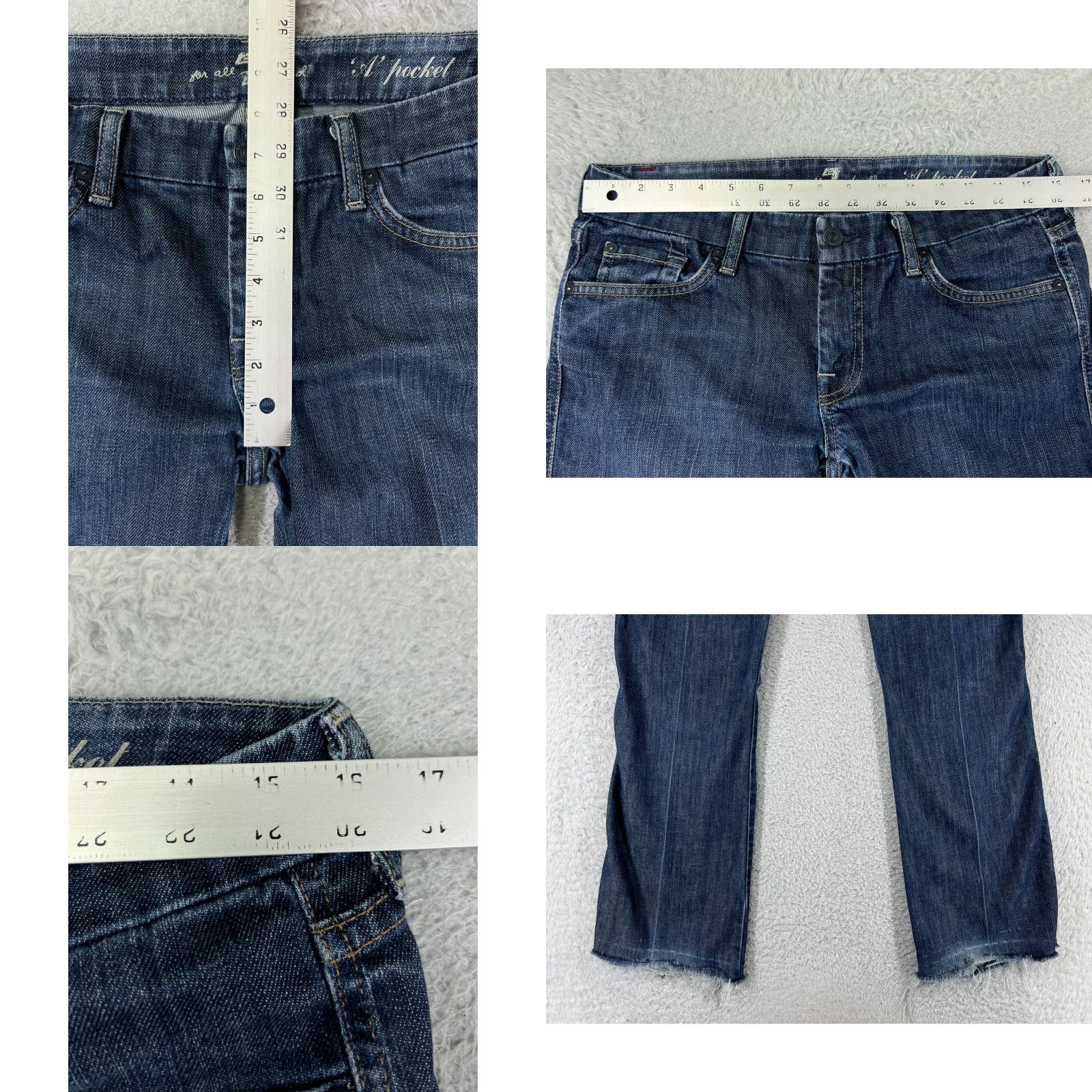 Vintage VINTAGE Seven7 Jeans Women 30 Blue Denim Bootcut A Pocket Low Rise Stretch Raw Hem Size 30" / US 8 / IT 44 - 9 Thumbnail