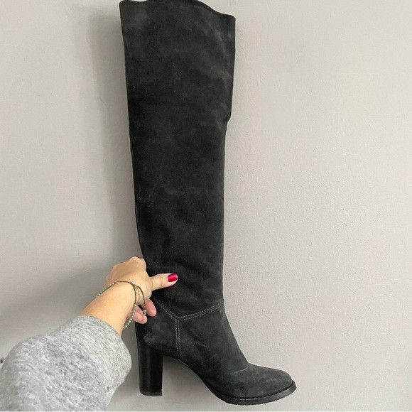 10 Corso Como Gray Suede Over The Knee Heeled Boots - 36 / 5.5-6US ​🇮🇹 Size US 6 / IT 36 - 4 Thumbnail