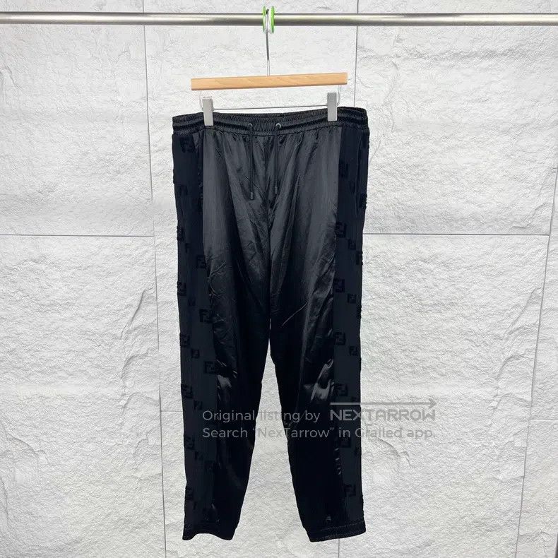 Other Fendi Black Striped Satin Drawstring Casual Trousers Size US 36 / EU 52 - 1 Thumbnail