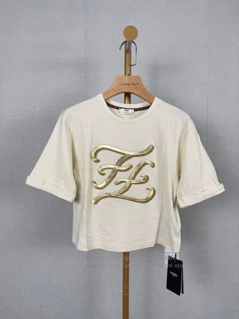 Fendi Fendi Beige double F logo short-sleeved T-shirt Size XXS / US 00 / IT 34 - 1 Thumbnail