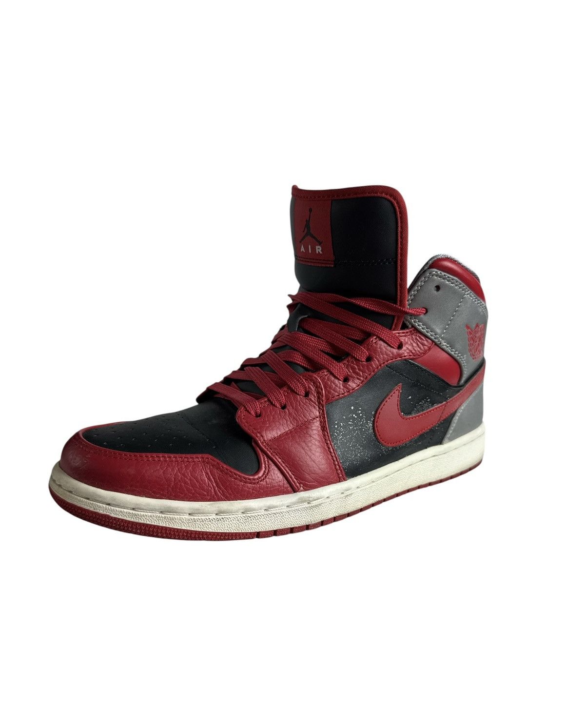 Nike Air Jordan 1 Fire Red Black Grey 3M Reflective Leather Size US 11 / EU 44 - 2 Thumbnail