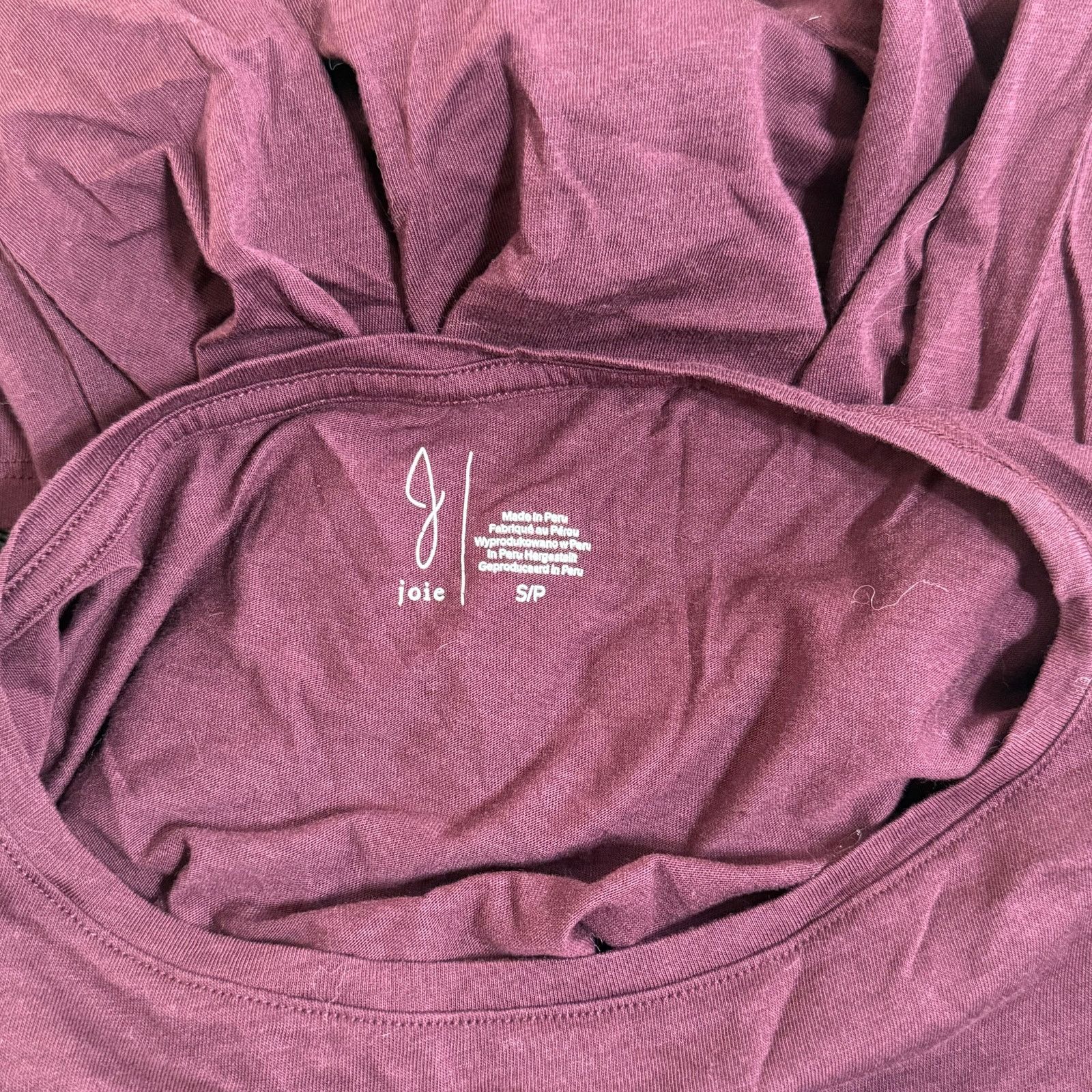Joie Joie Maroon Cotton Lyocell ¾ Sleeve Top | Sz S Size S / US 4 / IT 40 - 6 Thumbnail
