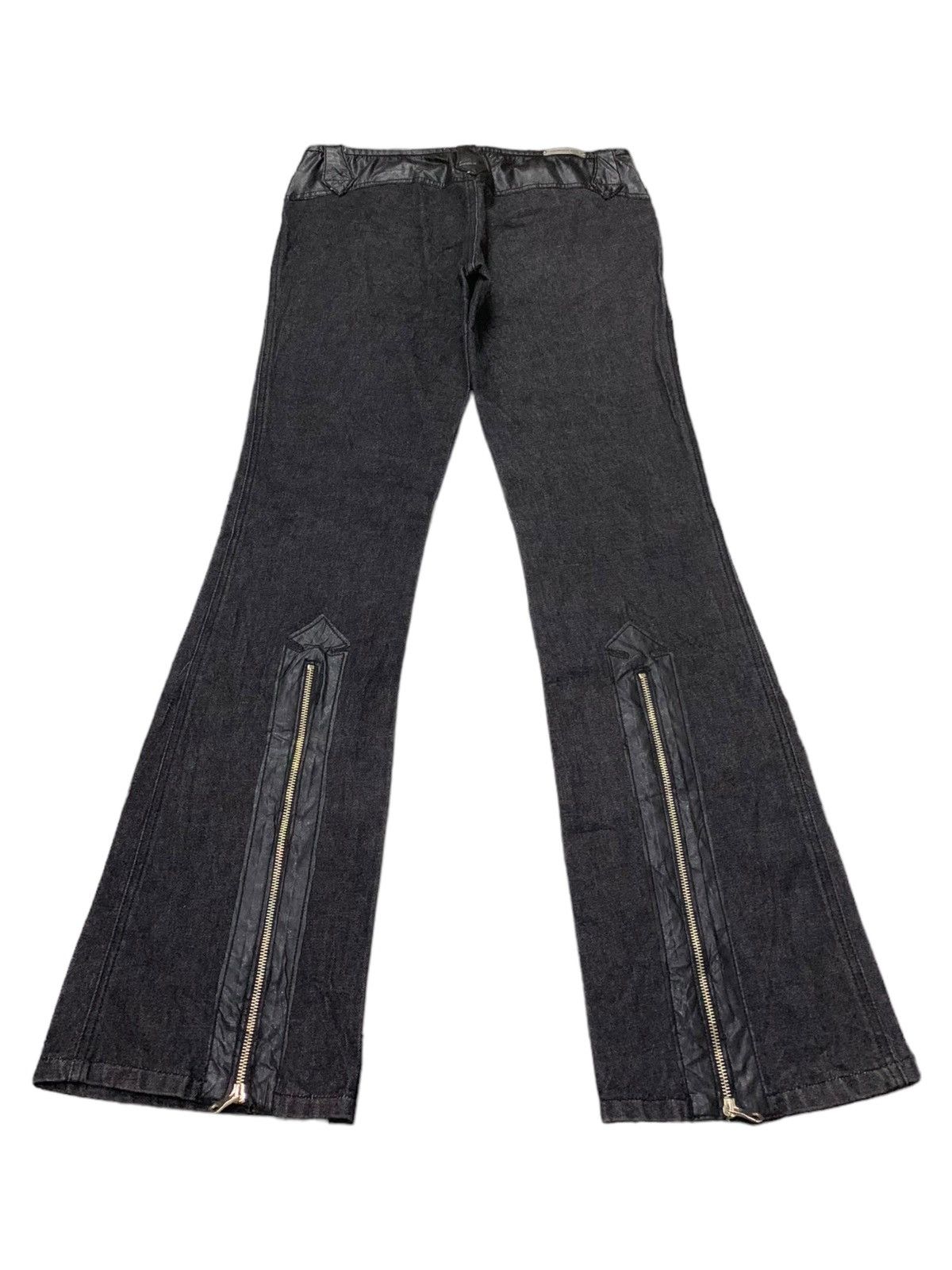 If Six Was Nine × Le Grande Bleu (L.G.B.) Vintage Balenciaga Style Leather Trimmed Zipper Flared Jeans Size US 30 / EU 46 - 5 Thumbnail