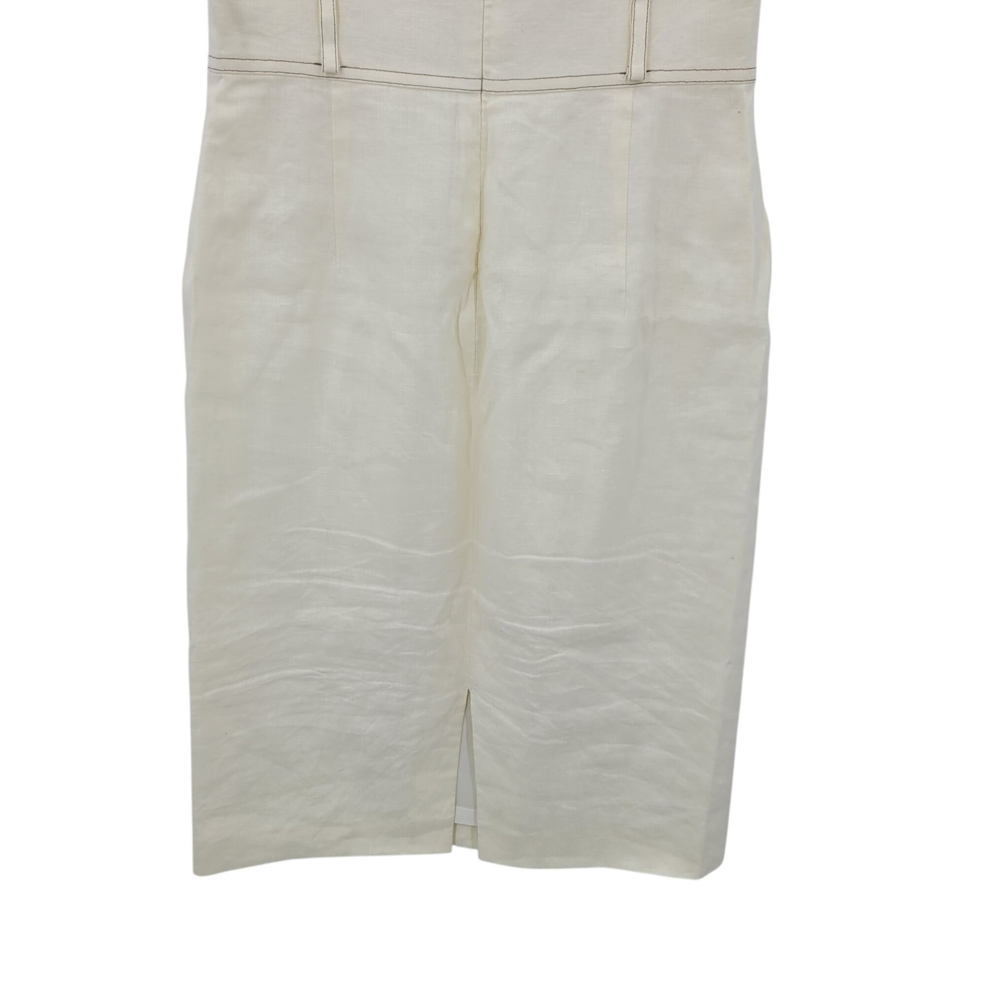 Designer Antonio Melani Ivory Sleeveless Sheath Dress Sz 2 Linen Knee Size XS / US 0-2 / IT 36-38 - 10 Thumbnail