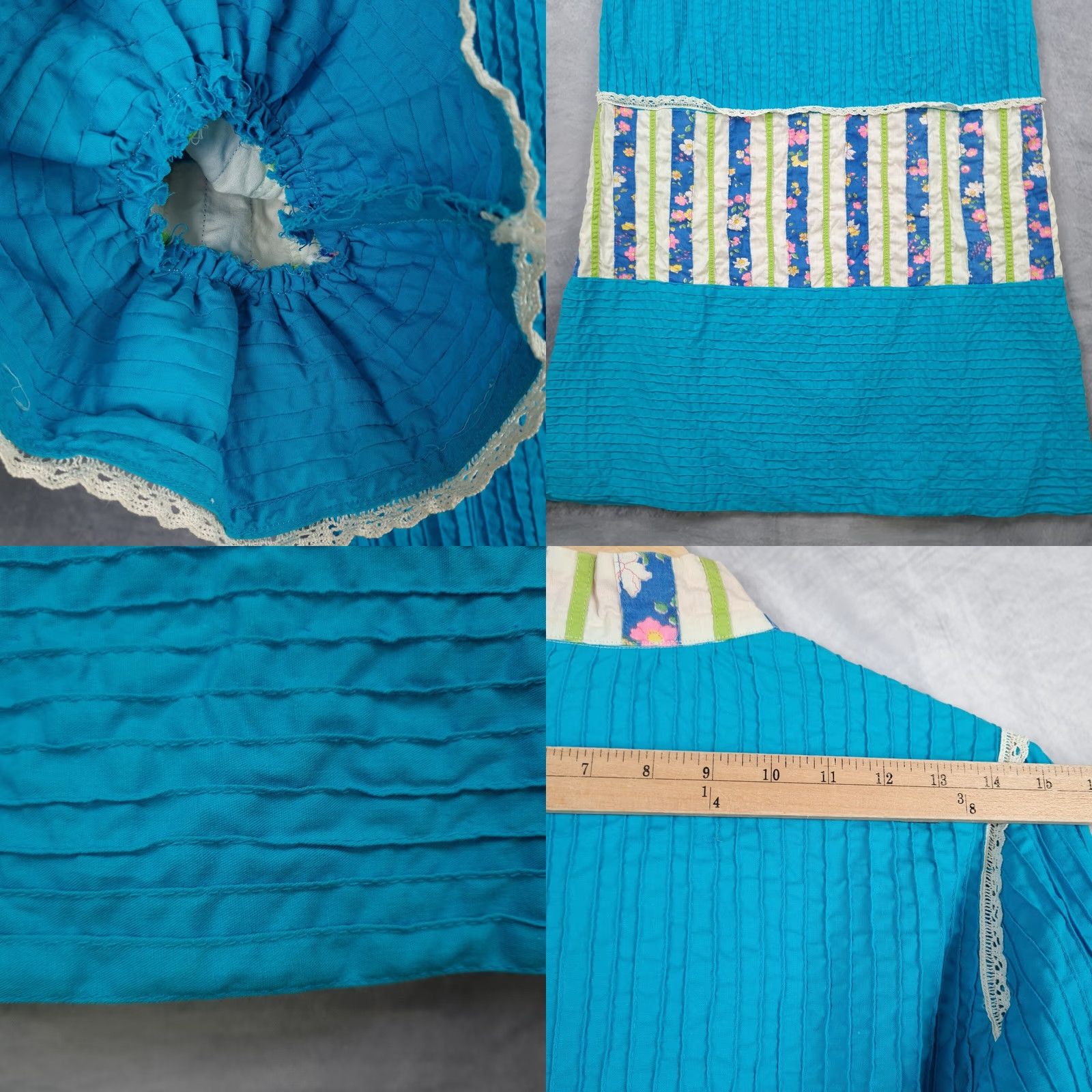 Folk VINTAGE Georgia Charuhas Maxi Dress Womens 8 Mexican Prairie Folk Eclectic Frida Dress Blue 70s 3/4 Sleeve Bell Mock Neck Casual Party/Cocktail Size M / US 6-8 / IT 42-44 - 10 Thumbnail