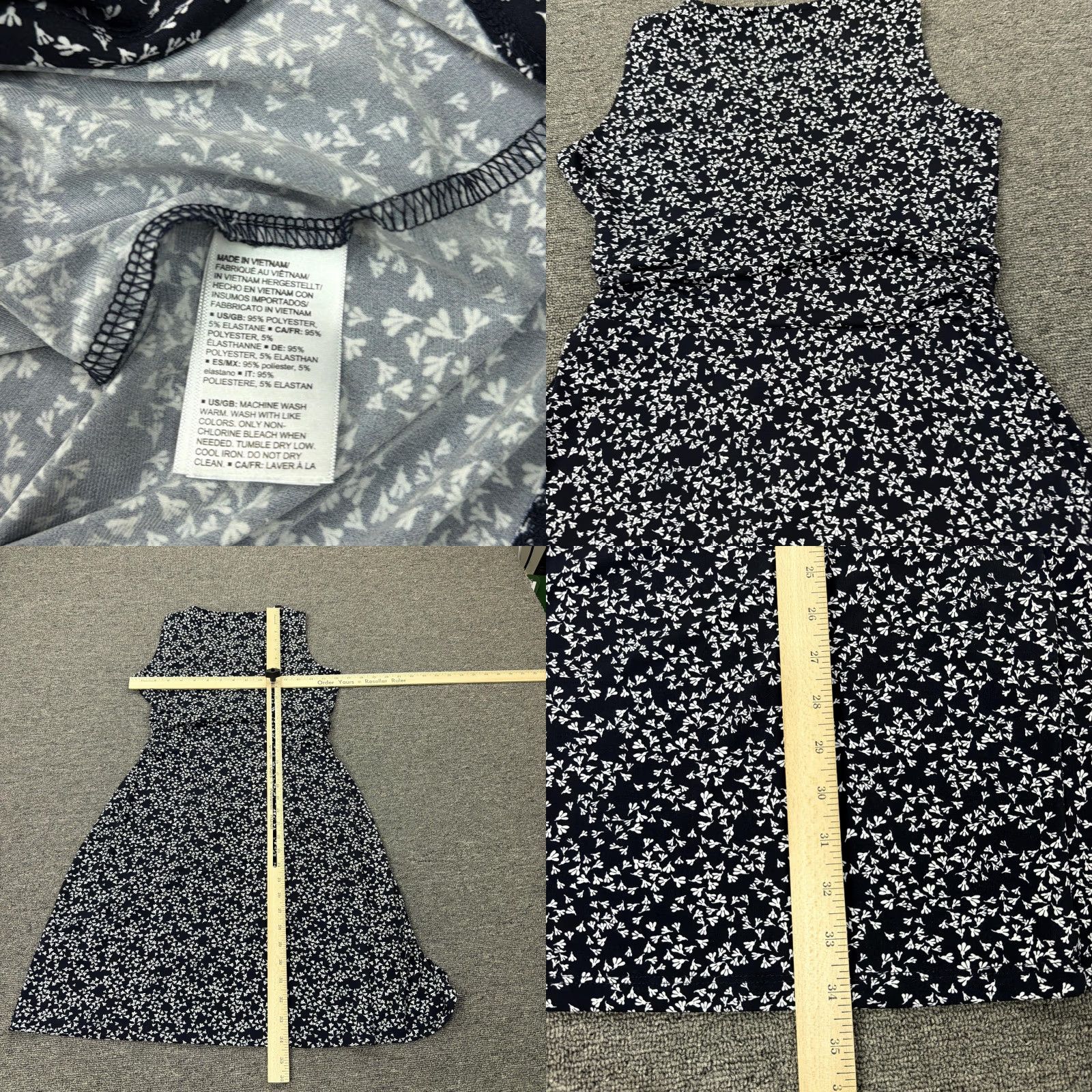 Vintage Lark & Ro Dress Womens 8 Black Floral Sleeveless V-Neck Fit & Flare Knee Length Womens Size M / US 6-8 / IT 42-44 - 8 Thumbnail