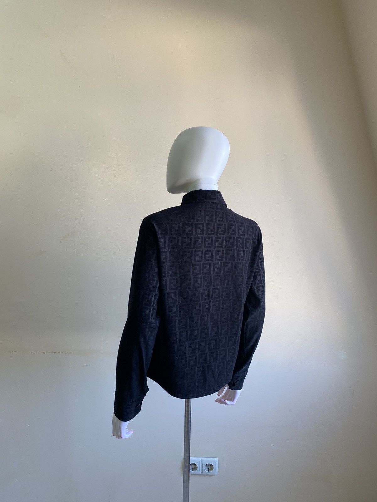 Fendi Vintage Fendi FF Zucca Monogram Black Velour Button Up Shirt Size S / US 4 / IT 40 - 7 Thumbnail