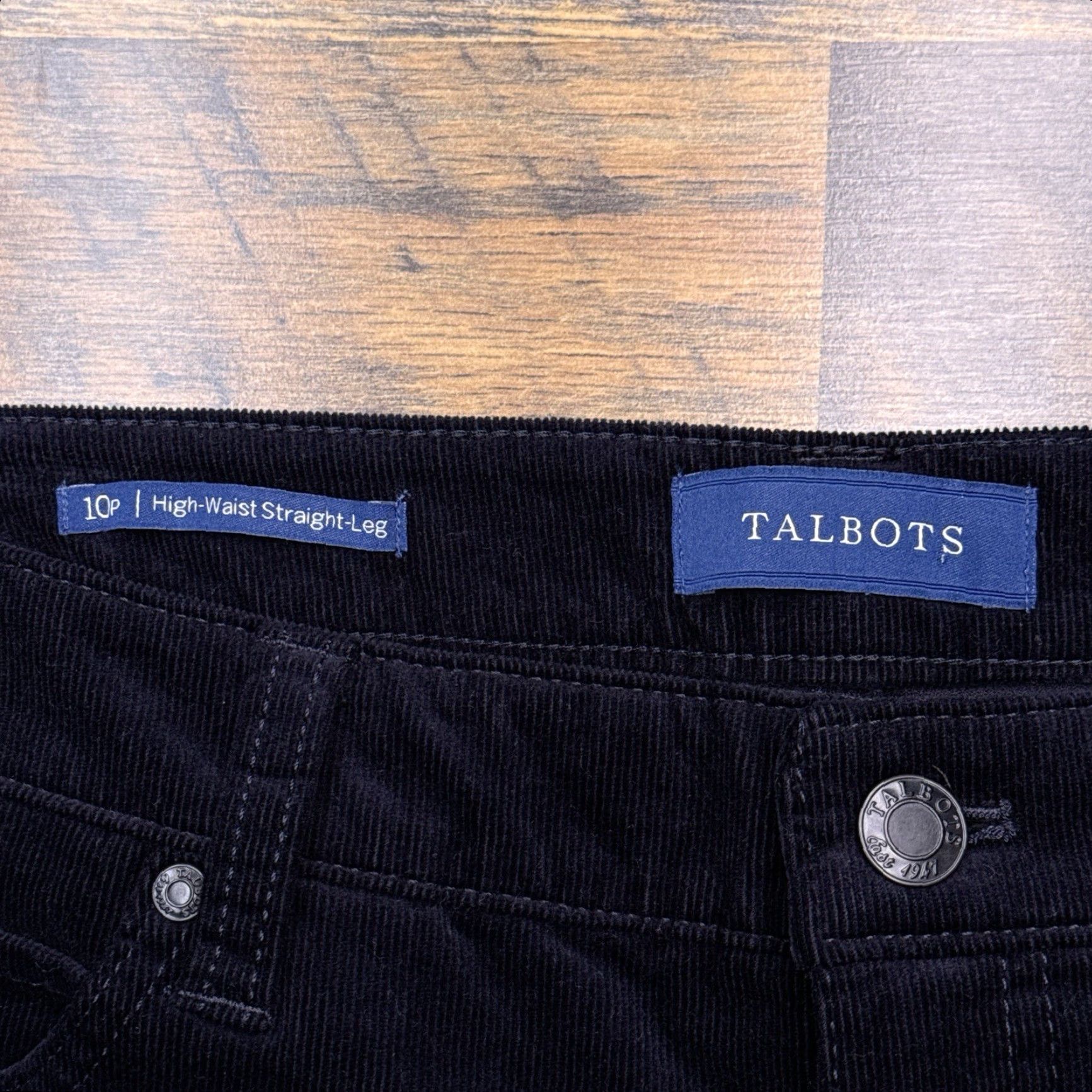 Talbots Talbots Jeans Womens 10P High Waist Straight Leg Corduroy Navy Blue Stretch 5-Pocket Regular Petite Size 32" / US 10 / IT 46 - 2 Thumbnail