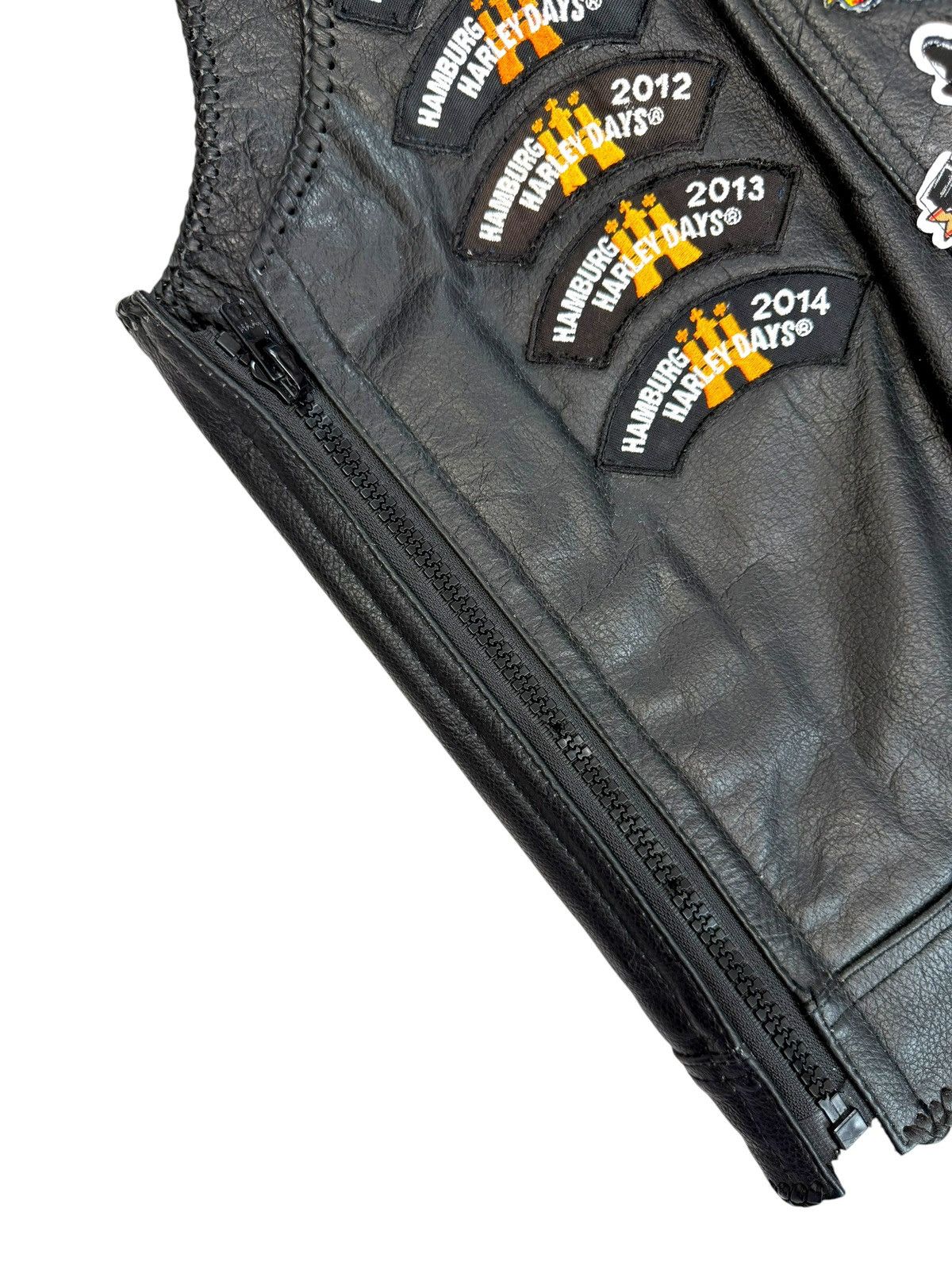Genuine Leather Vintage Black Patch Biker leather vest Harley Davidson style Size US XXL / EU 58 / 5 - 11 Thumbnail