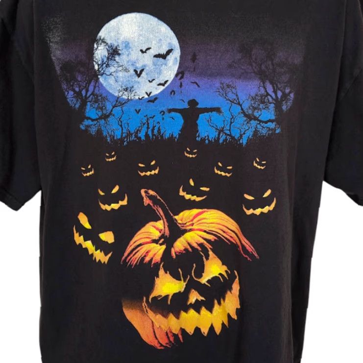 Delta Delta Halloween Shirt Mens XL Black Scarecrow Jack O Lanterns Pumpkins Bats Size US XL / EU 56 / 4 - 2 Thumbnail