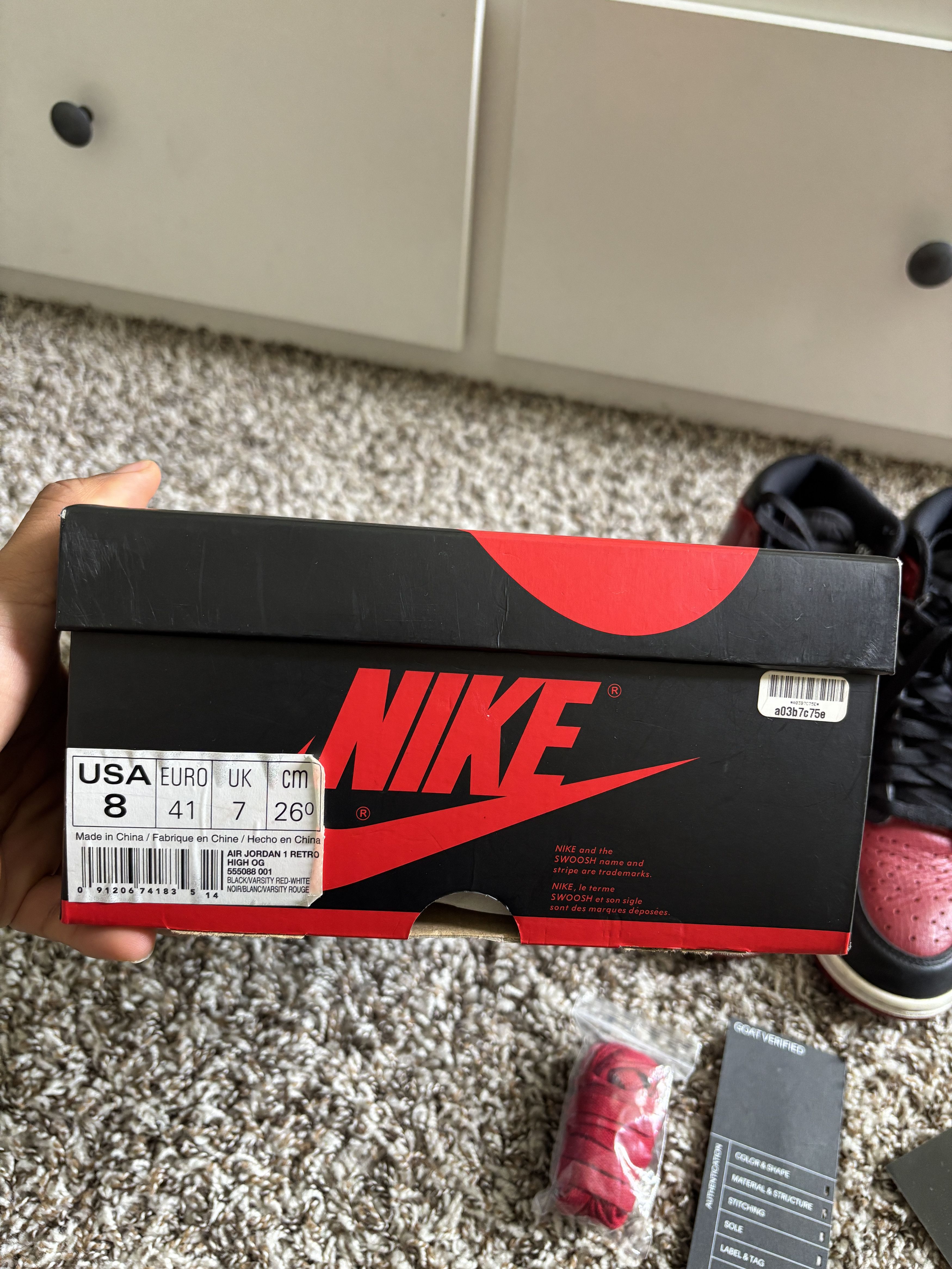 Nike Nike 2016 Air Jordan 1 Retro High OG 'Banned' 2016 Size 8 Size US 8 / EU 41 - 5 Thumbnail