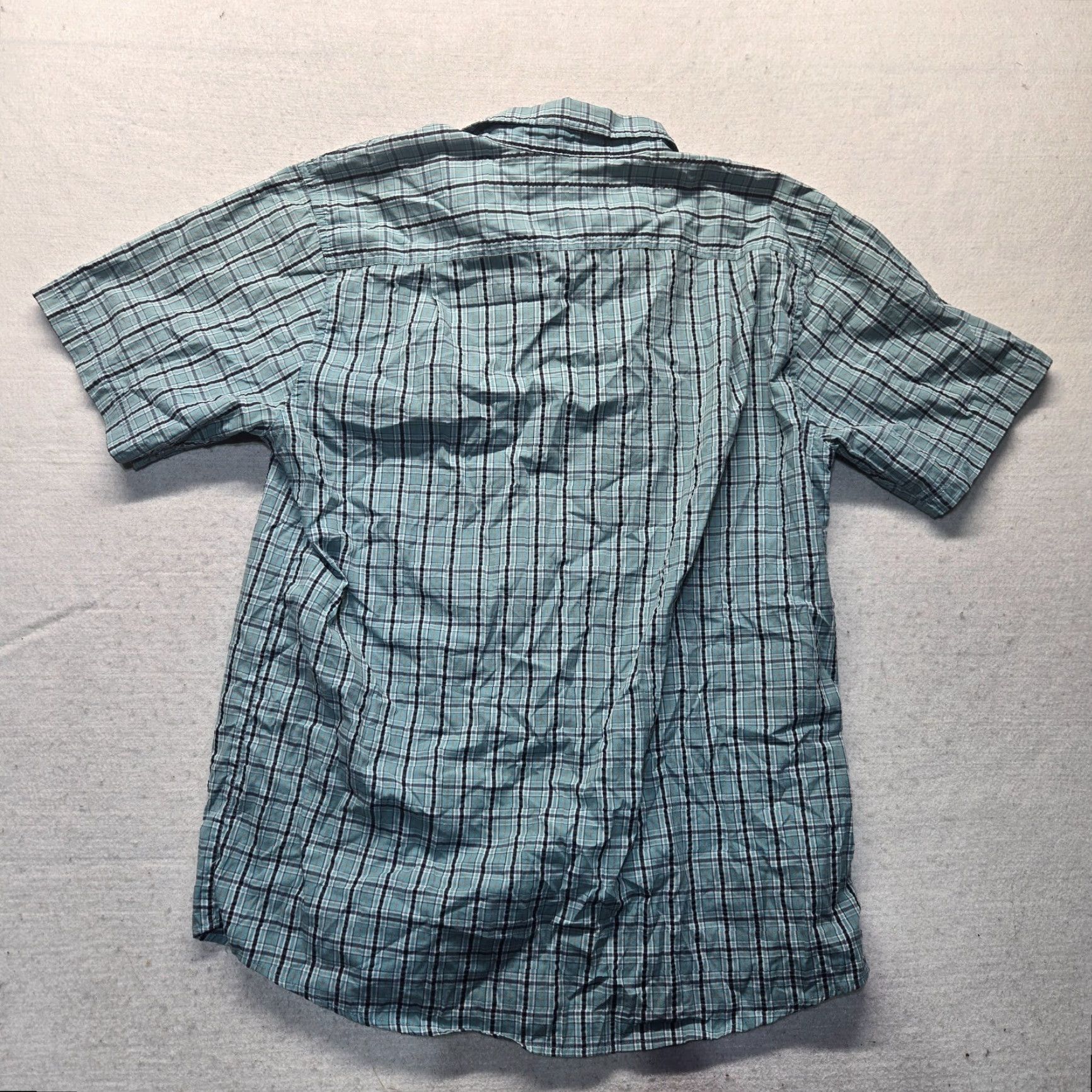 Vintage Schmidt Shirt Blue Plaid Short Sleeve Button-Up Adult Men L Large Pocketed 100% Cotton Button-Down Collar Outdoor Size US L / EU 52-54 / 3 - 7 Thumbnail