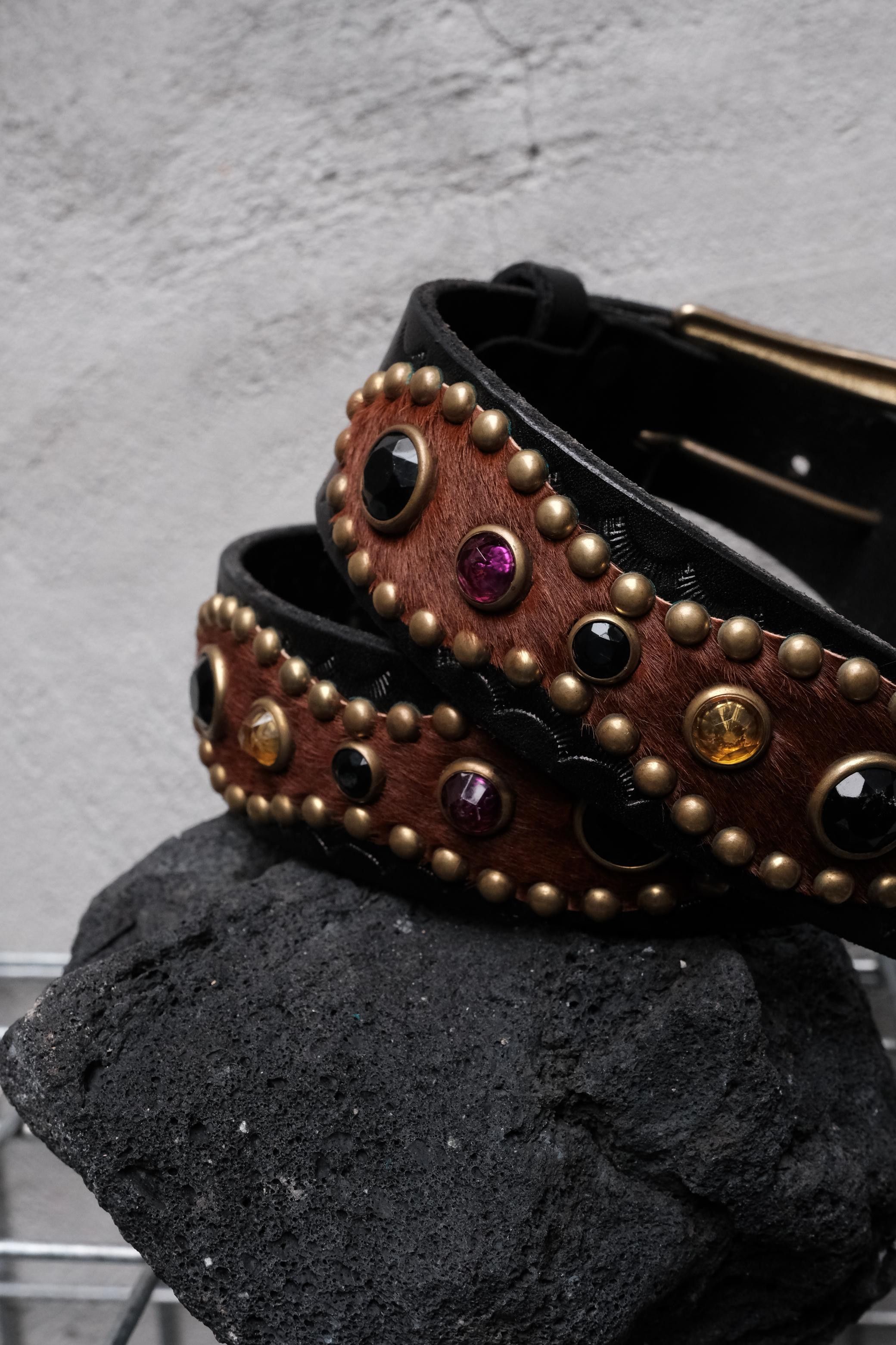 Other CALEE Western Brass & Jewel Studded Leather Belt Size ONE SIZE - 3 Thumbnail