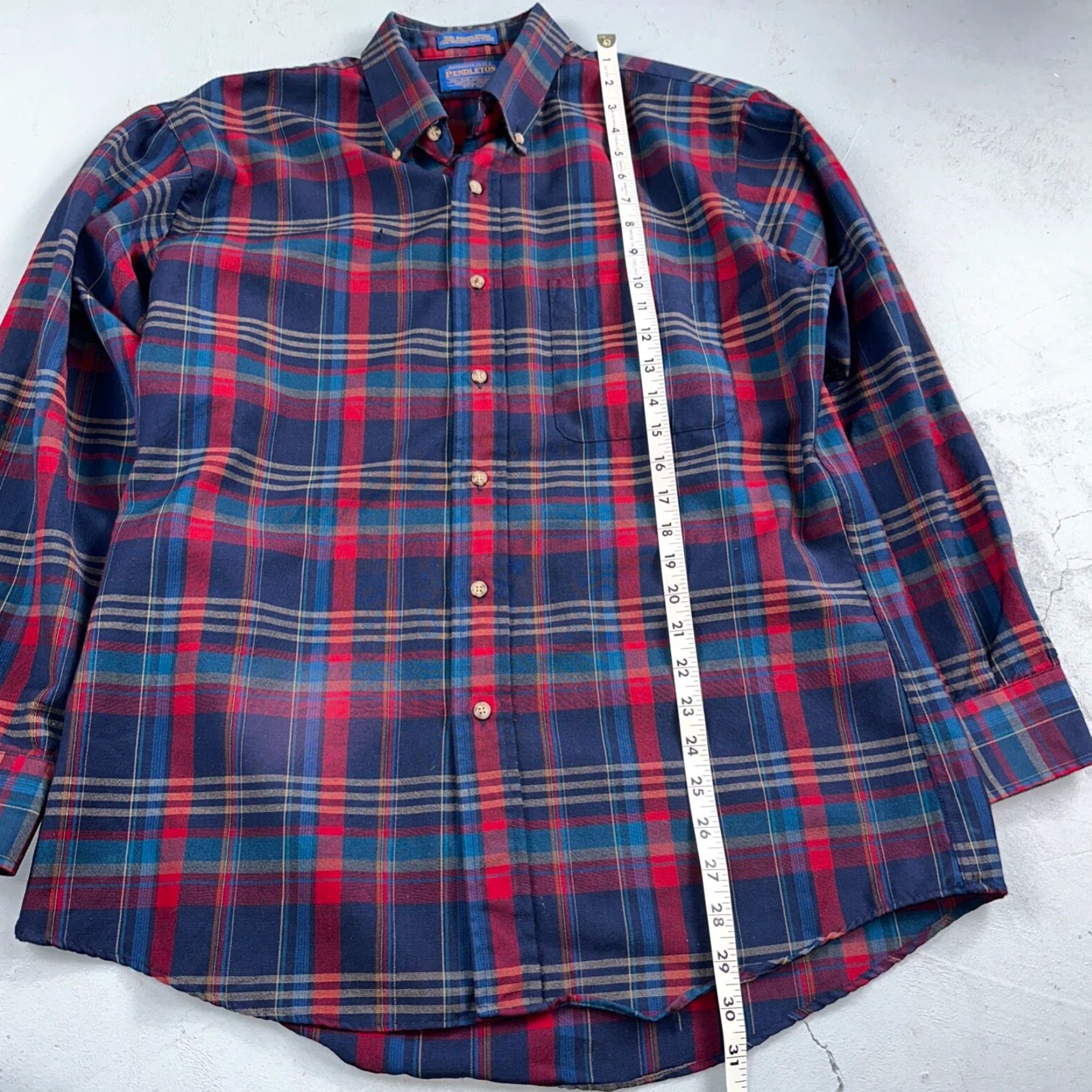 Pendleton Sir Pendleton Shirt Mens Large Worsted Wool Multicolor Plaid USA Red Button-Down Long Sleeve Casual Shirt Mens Size US L / EU 52-54 / 3 - 7 Thumbnail