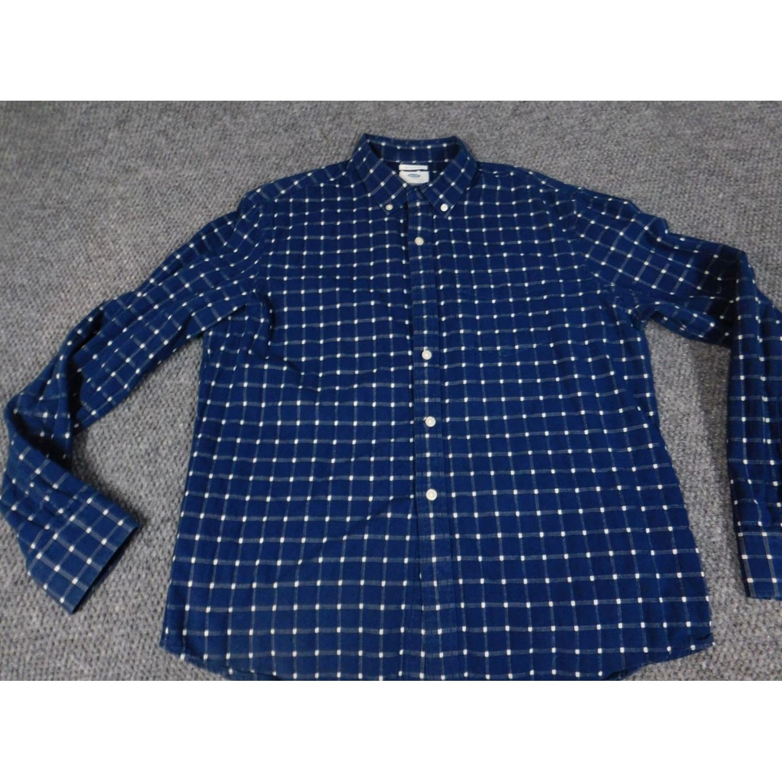 Old Navy Old Navy Mens Shirt Long Sleeve Plaid Button-Down Slim Fit Blue Large Regular Collared Button-Up Pockets Size US L / EU 52-54 / 3 - 2 Thumbnail