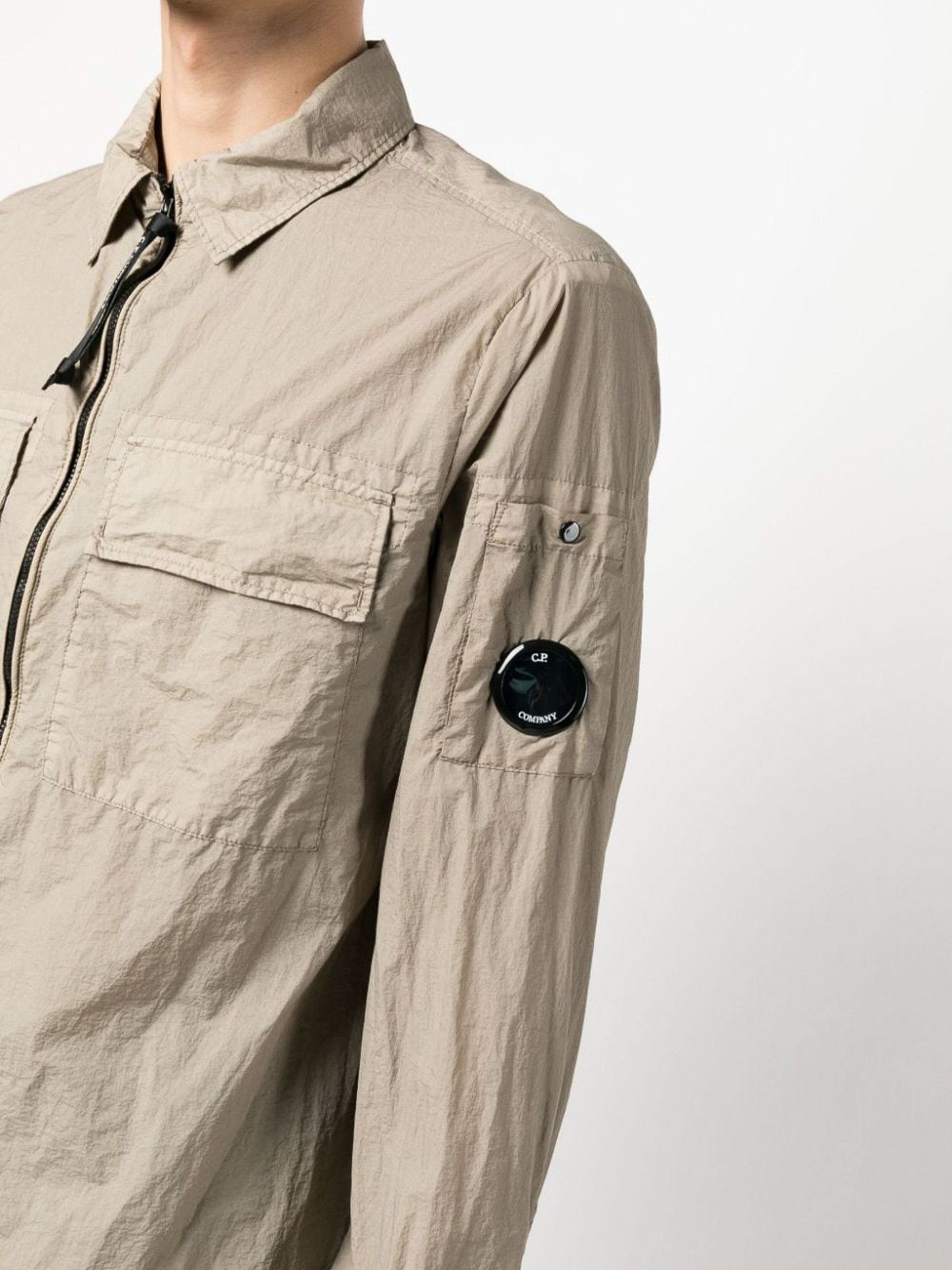 C.P. Company o1y1224 Logo Zipped Hooded Jacket in Beige Size US S / EU 44-46 / 1 - 5 Thumbnail